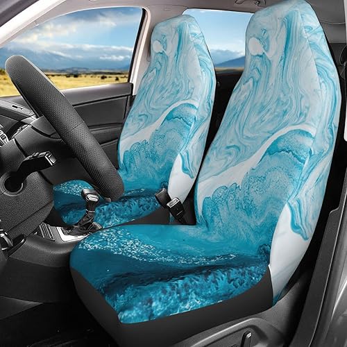 Miniatura 4 de FeHuew - Juego de 2 fundas protectoras de asiento para automóvil, con diseños de playa, atardecer y palmeras, accesorios interiores, protectores,