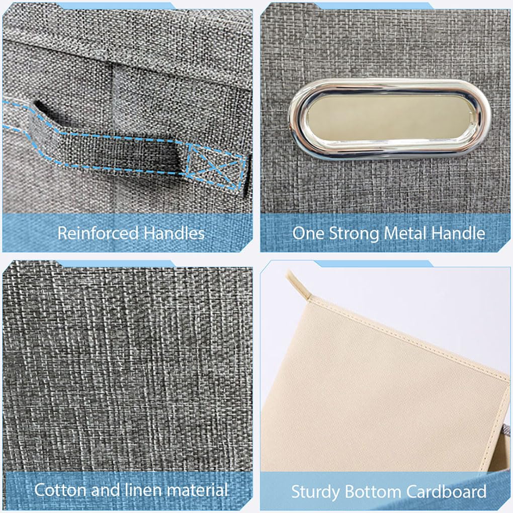 Storage Boxes with Lids Fabric, 38 L Collapsible Grey Large Stackable Cube Storage Box - Image 4