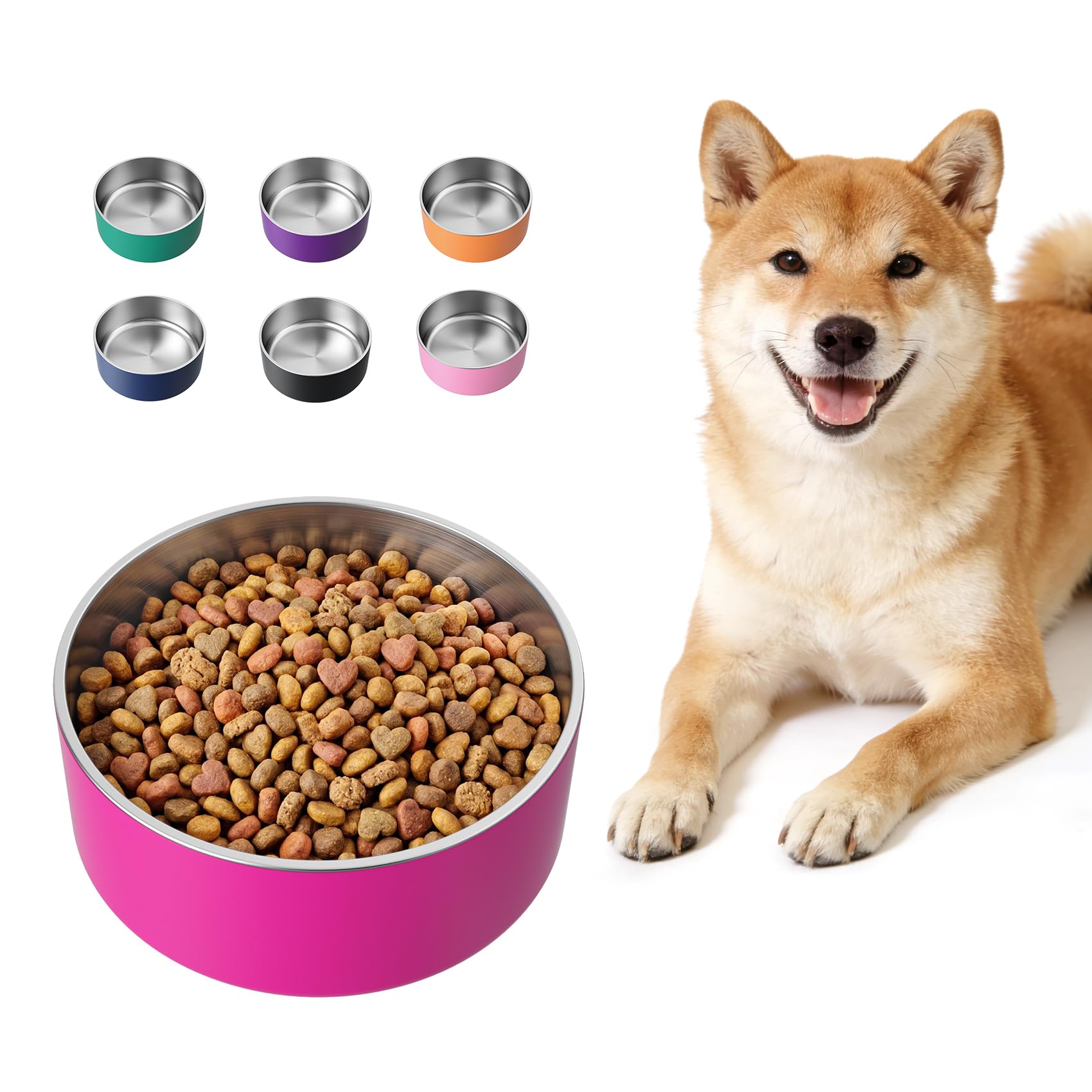 Photo 1 of LIHONG Stainless Steel Dog Bowls for Small Medium Sized Dogs Non Slip,Insulated Dog Bowl,Pet Bowl for Food and Water,Rustproof(40oz,Pitaya Pink)