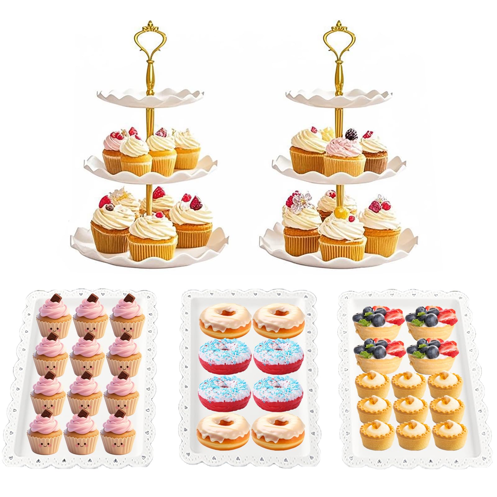 Photo 1 of  Cake Stand Set with Tier Holders & ppetizer Trays for Party