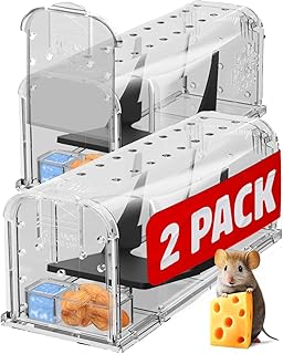 Motel Mouse Humane Mouse Traps No Kill Live Catch and Release 2 Pack - Reusable, Easy to Use & Clean, No Touch Release, Sensitive Includes Cleaning Brush, Instruction Manual & Video - Mousetrap Indoor