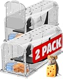 Motel Mouse Humane Mouse Traps No Kill Live Catch and Release 2 Pack - Reusable, Easy to Use & Clean, No Touch Release, Sensitive Includes Cleaning Brush, Instruction Manual & Video - Mousetrap Indoor