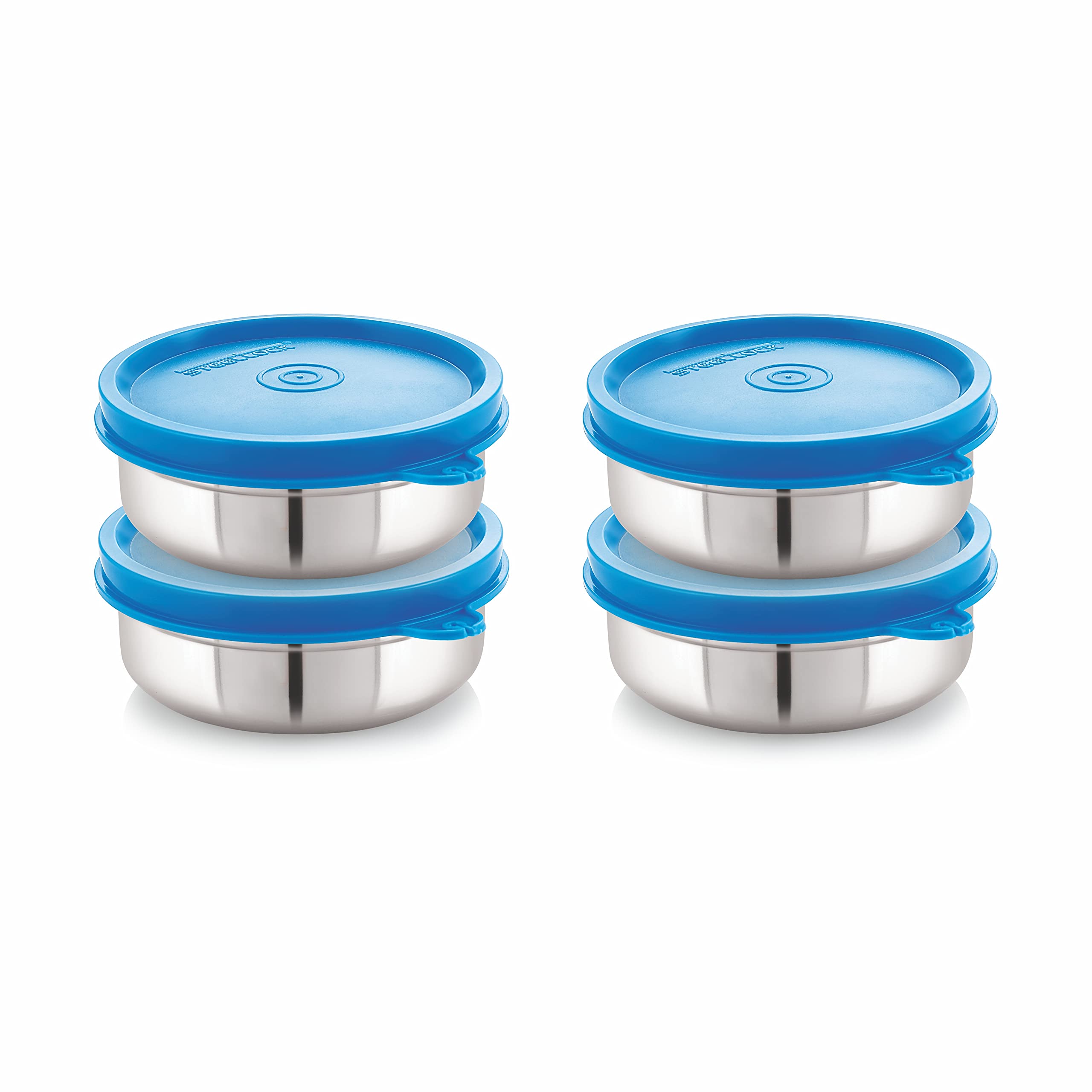 STEELLOCK Flex Stainless Steel Containers Size Slim 350ml x 4 (Blue)