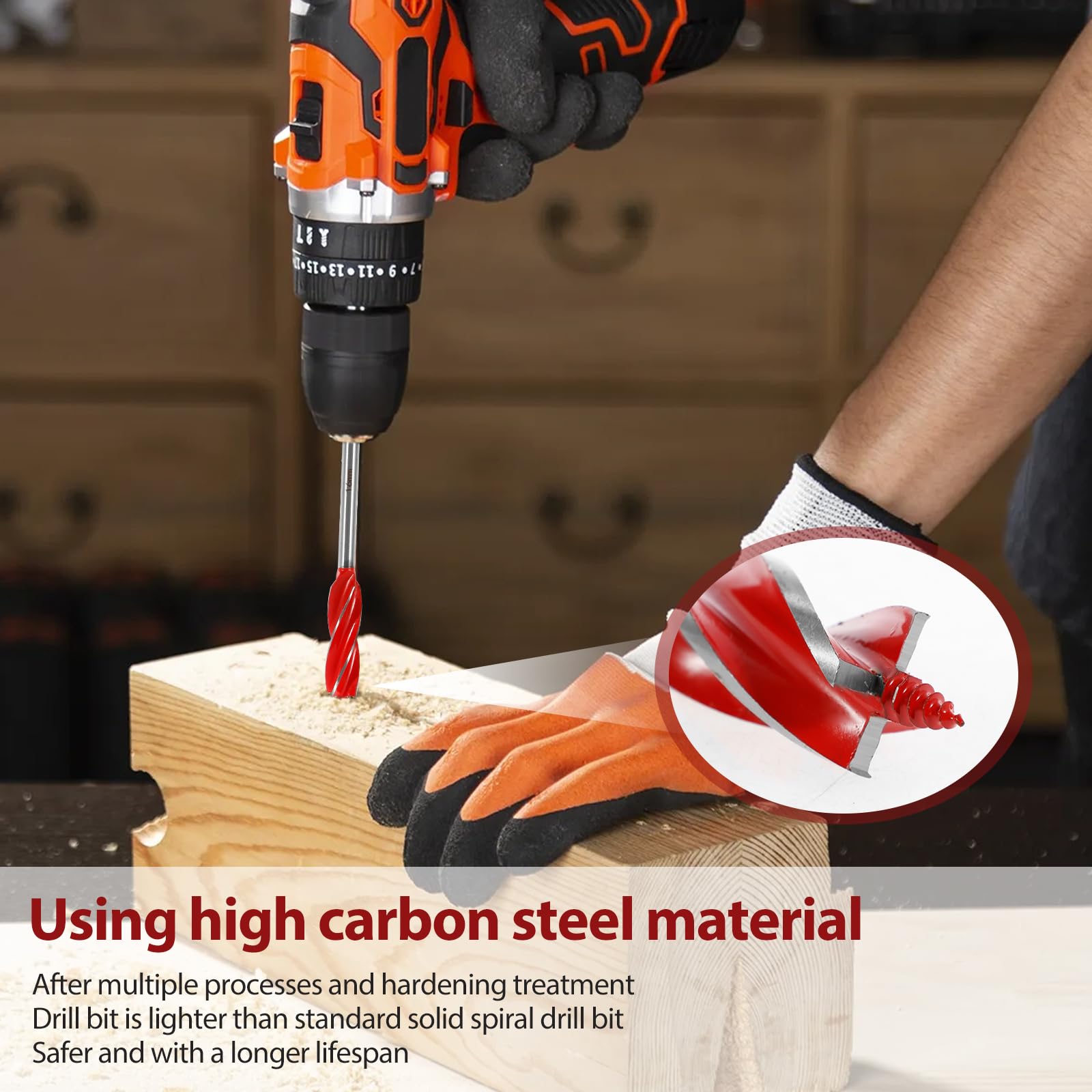 8 Pcs Wood Auger Drill Bit 10-25 mm Long Drill Bits High Carbon Steel Cut Drilling Bit Non Slip Wood Auger Drill Bit Precise Drilling Flexible Easy to Use Efficient Convenient Suitable for Woodworking