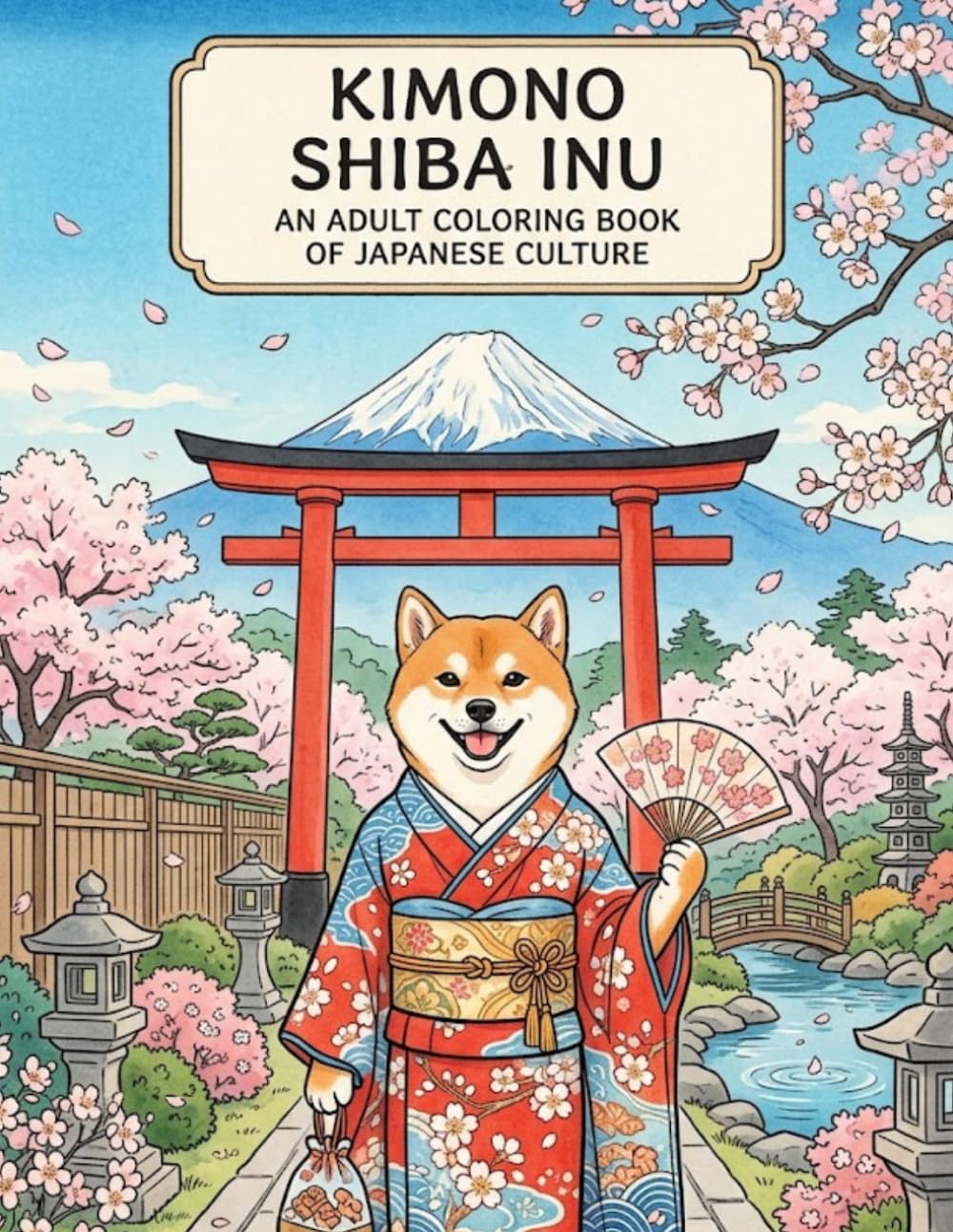 Kimono Shiba Inu: An Adult Coloring Book of Japanese Culture: Japanese art/ Woodblock print/ Stress relief/ Mindfulness/ Kimono/ Relax, unwind, and ... charming Shiba Inu in traditional kimono