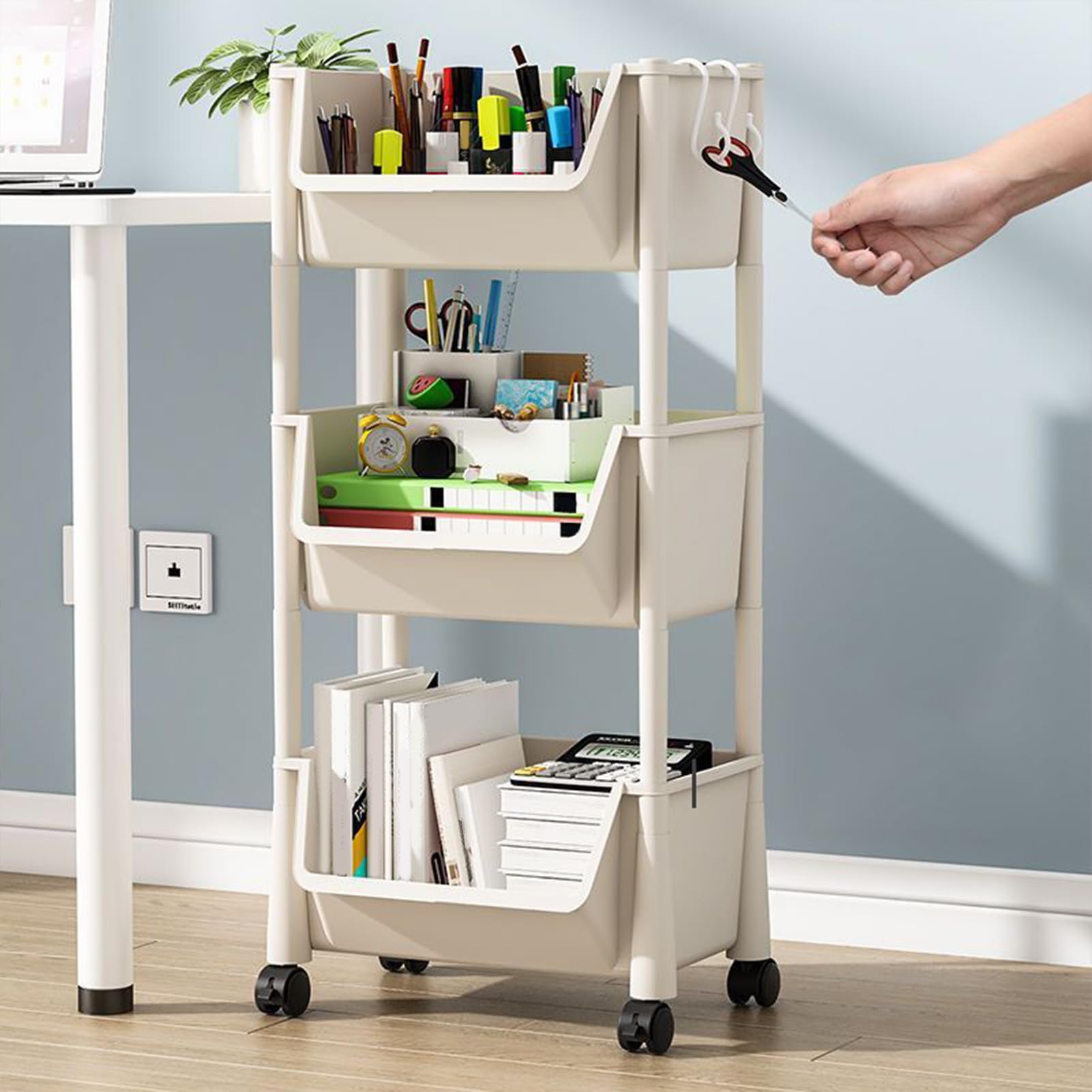 Chariot à livres à roulettes | Chariot de rangement de livres multi-couches | Chariot d'organisation multifonction pour chambre d'enfant, salon, papeterie et jouets