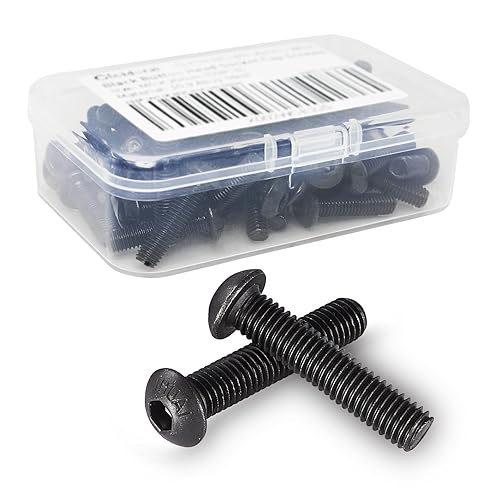 Tornillos de cabeza de botón M8-0.049 x 1.575 in, acero de aleación de grado 10.9, acabado de óxido negro, rosca de máquina, unidad de enchufe