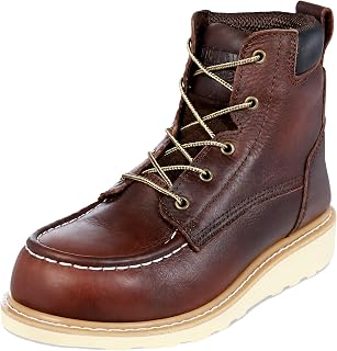 EVER BOOTS Mens Steel Toe Wedge Moc Toe Boots Oil Slip Resistant