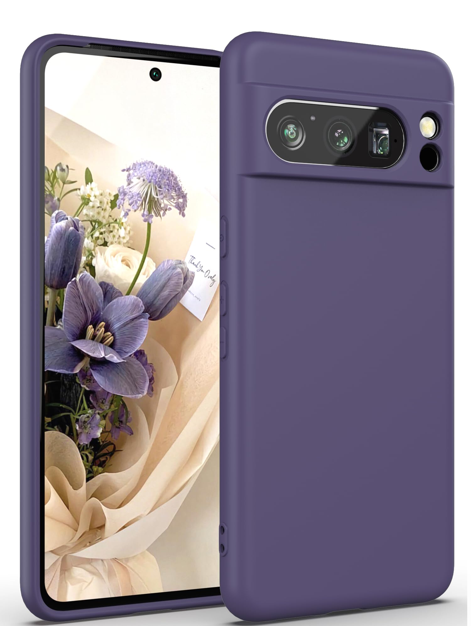for Google Pixle 8 Pro Case, Pixle 8 Pro Case, Camera Protection + Soft Anti-Scratch Microfiber Lining, Ultra Slim Liquid Silicone Protective Phone Case (Pixel 8 Pro, Deep Purple)