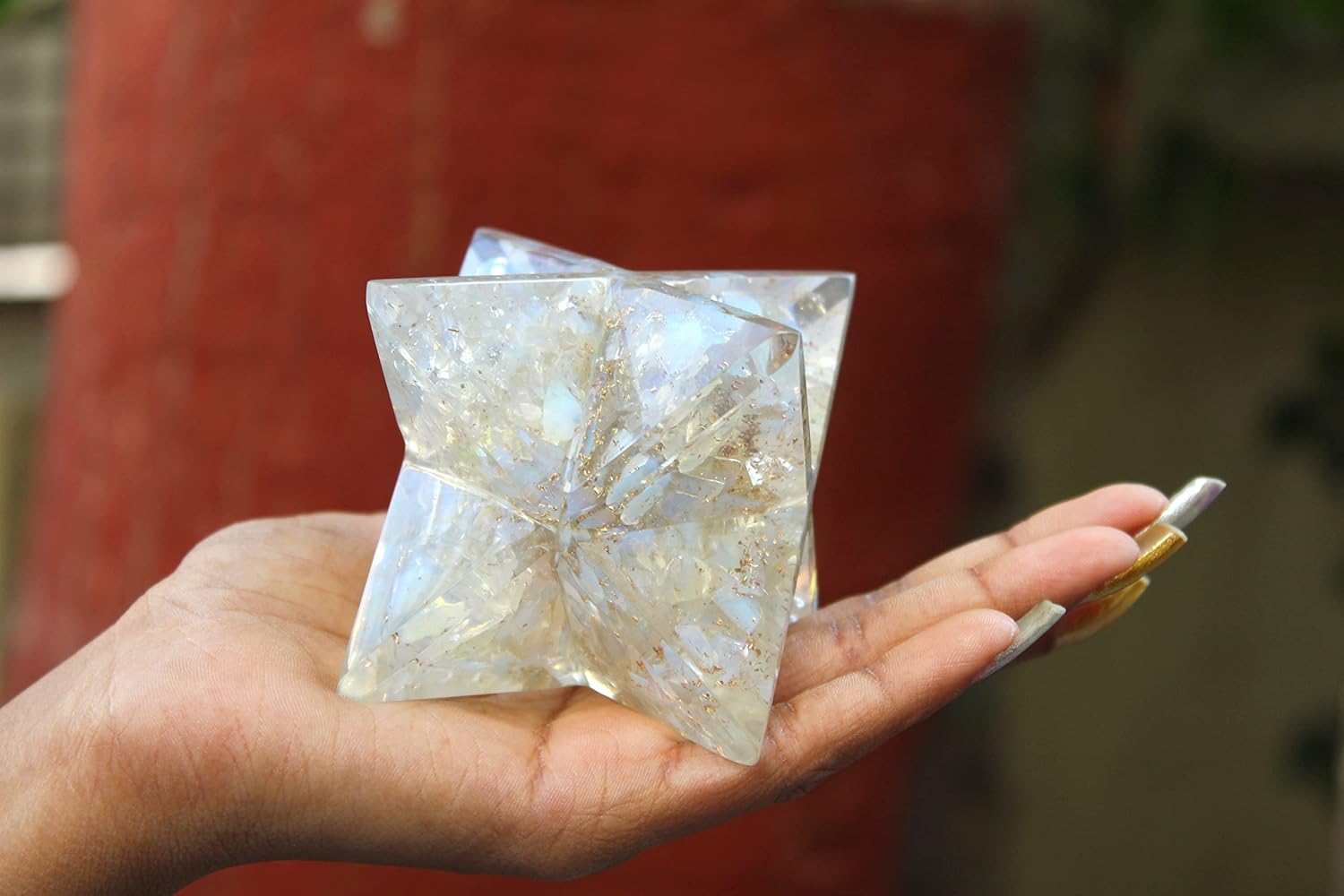 Jet Authentic Large 4 Inch Orgone Merkaba Gemstones Copper Metal Mix Rare Healing Positive Energy Tetrahedron (Opalite) : Health & Household