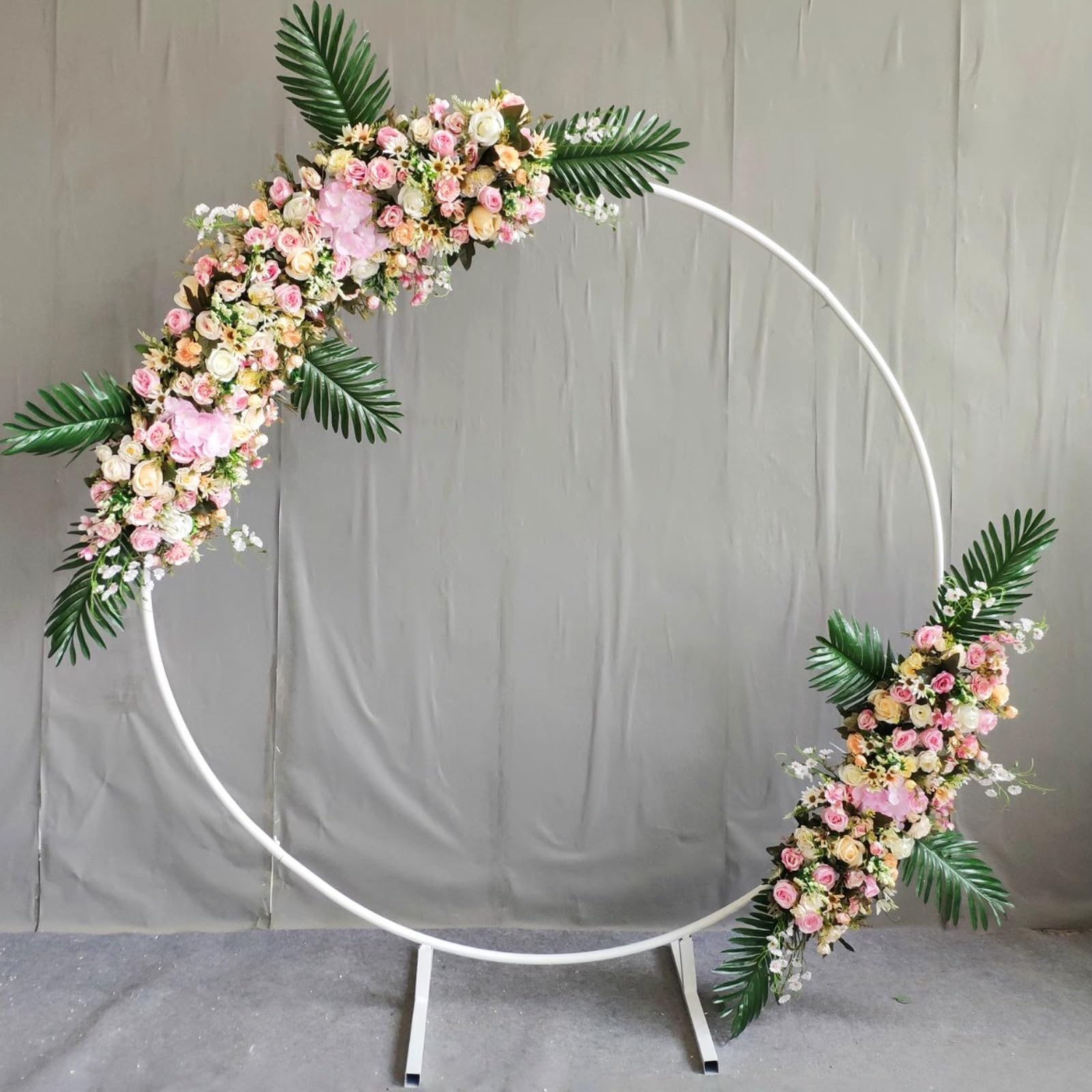 HJXGQJM WeddingArches Tło stojak girlanda balonowa, stabilna, trwała, metalowa obręcz na balon, na urodziny, baby shower, dekoracje imprezowe, zestaw ramek do balonów, złoty/biały, 250 cm