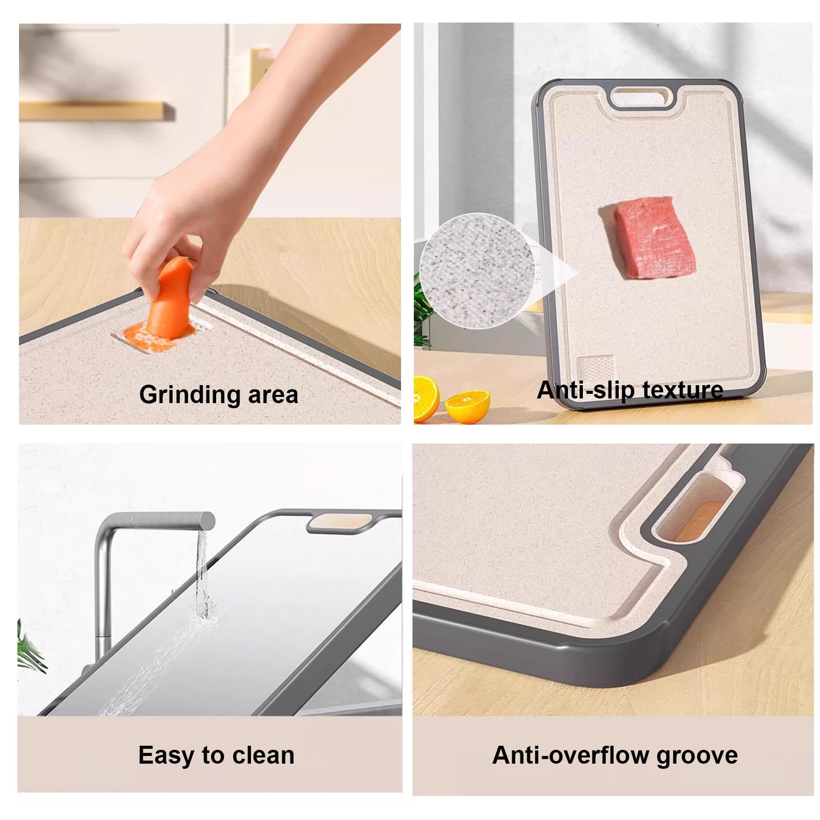 1 pieza Tabla Cortar Acero Inoxidable 304 , Tabla para Cortar Cocina, Doble Cara Cutting Board, Acero Inoxidable Apto para Uso Alimentario Y Paja De Trigo, para Cocinar Carne, Verduras, Frutas, Pan