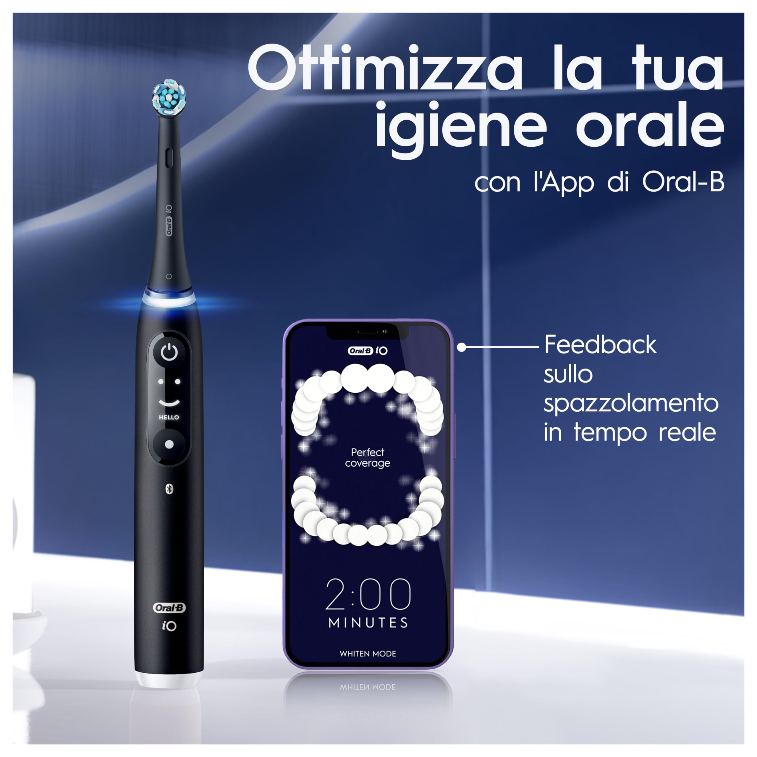Oral-B iO 6 Spazzolino Elettrico Ricaricabile Nero, 3 Testine Di Ricambio, Custodia Da Viaggio. 1 Spazzolino Elettrico Oral B, 3 Testine Autentiche di Ricambio, Pulizia Denti Efficace