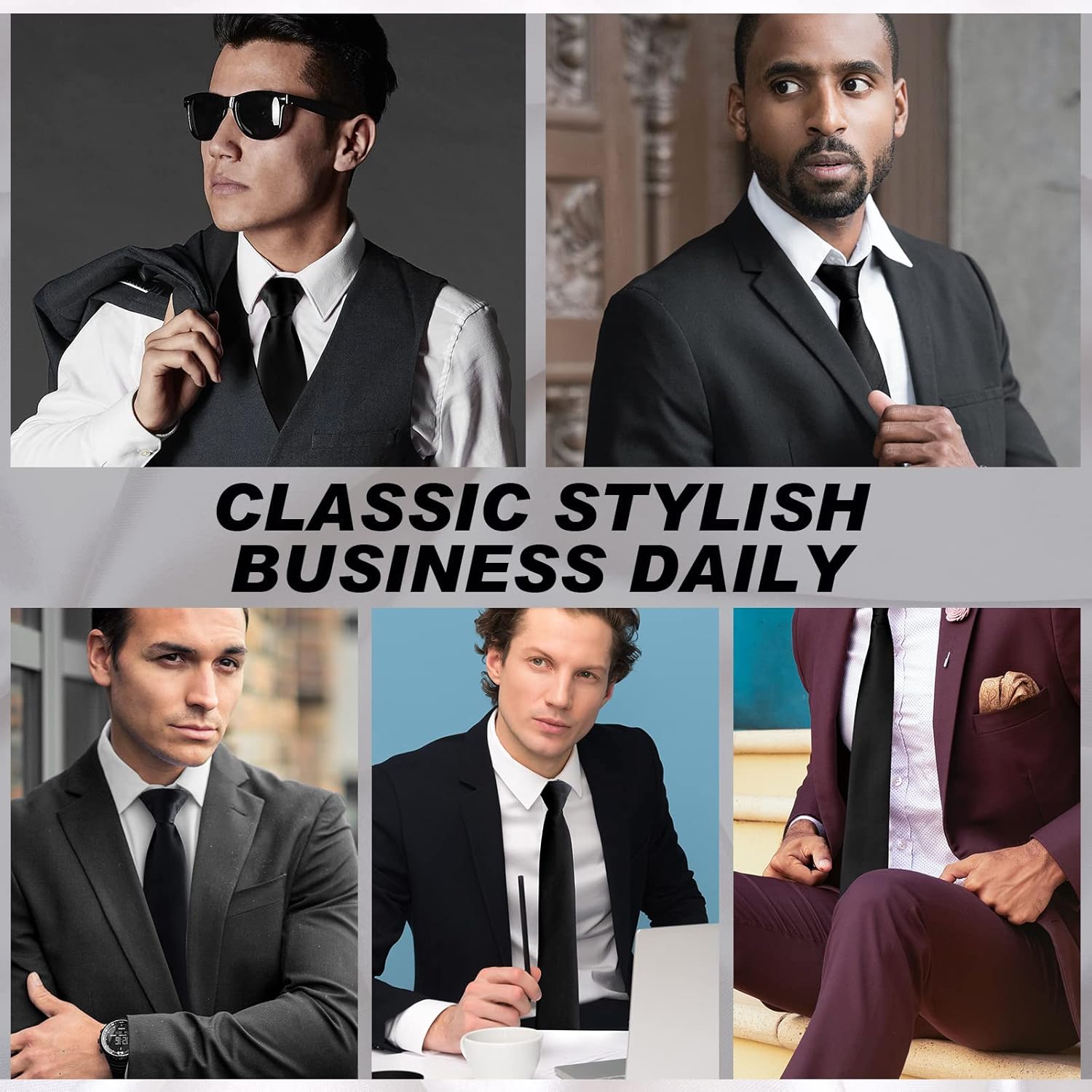 Haysandy Clip on Ties for Men Solid Color Graduation Men's 20 Inch Pretied Uniform Solid Color Clip on Tie Costume