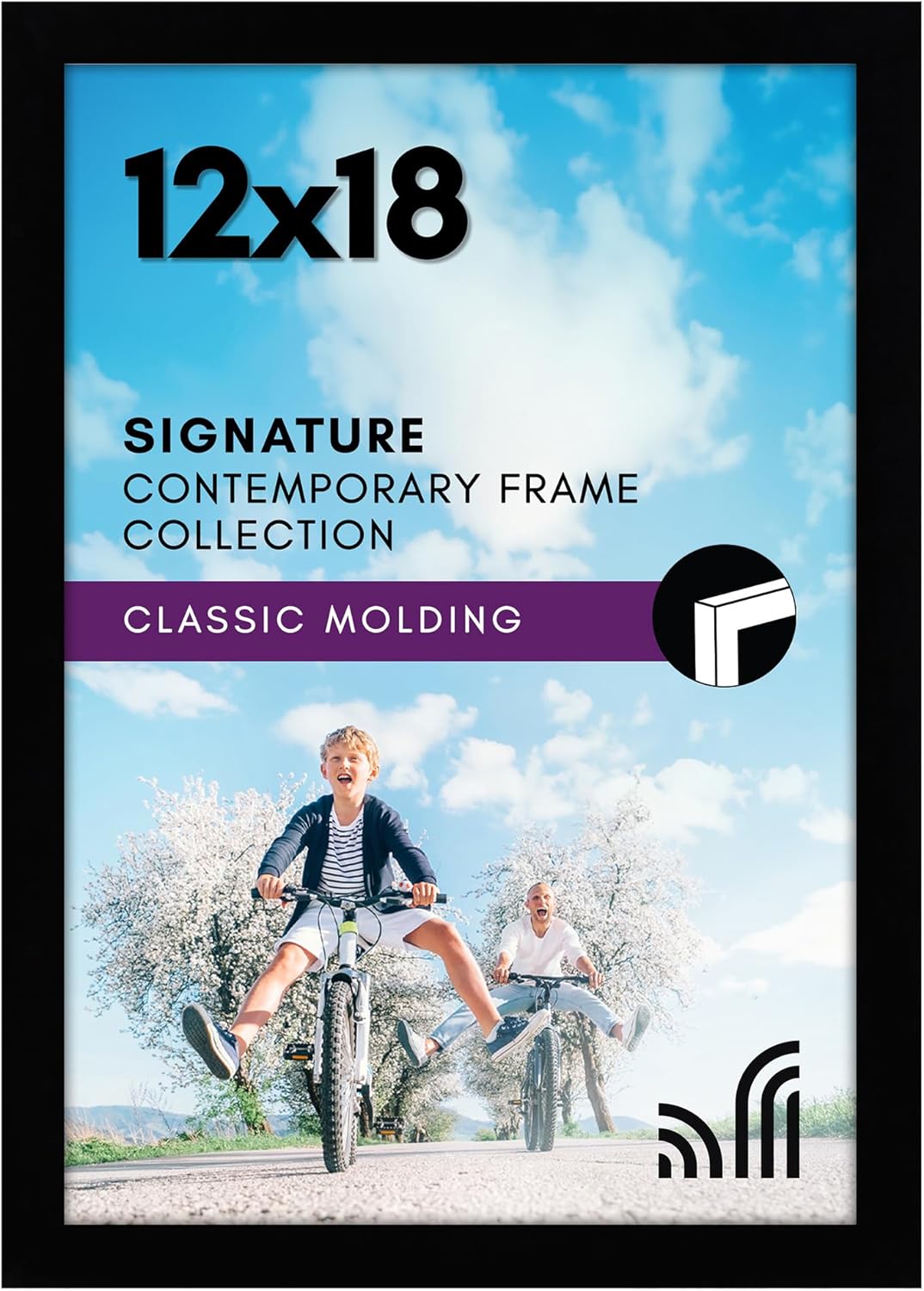 Americanflat 12x18 Poster Frame with Shatter-Resistant Glass - Signature Collection - Gallery-Style Frames Made of Engineered Wood - Photo Frame for Wall Display - Black 12x18 Black