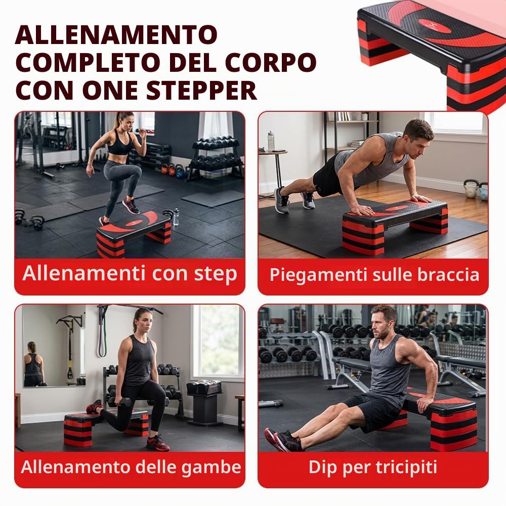 Passo-passo aerobico con 5 livelli di passo regolabili (10/15/20/25/30 cm) Pesi, yoga, allenamento di esercizio, passo, antiscivolo, per la casa/palestra fitness, monitoraggio
