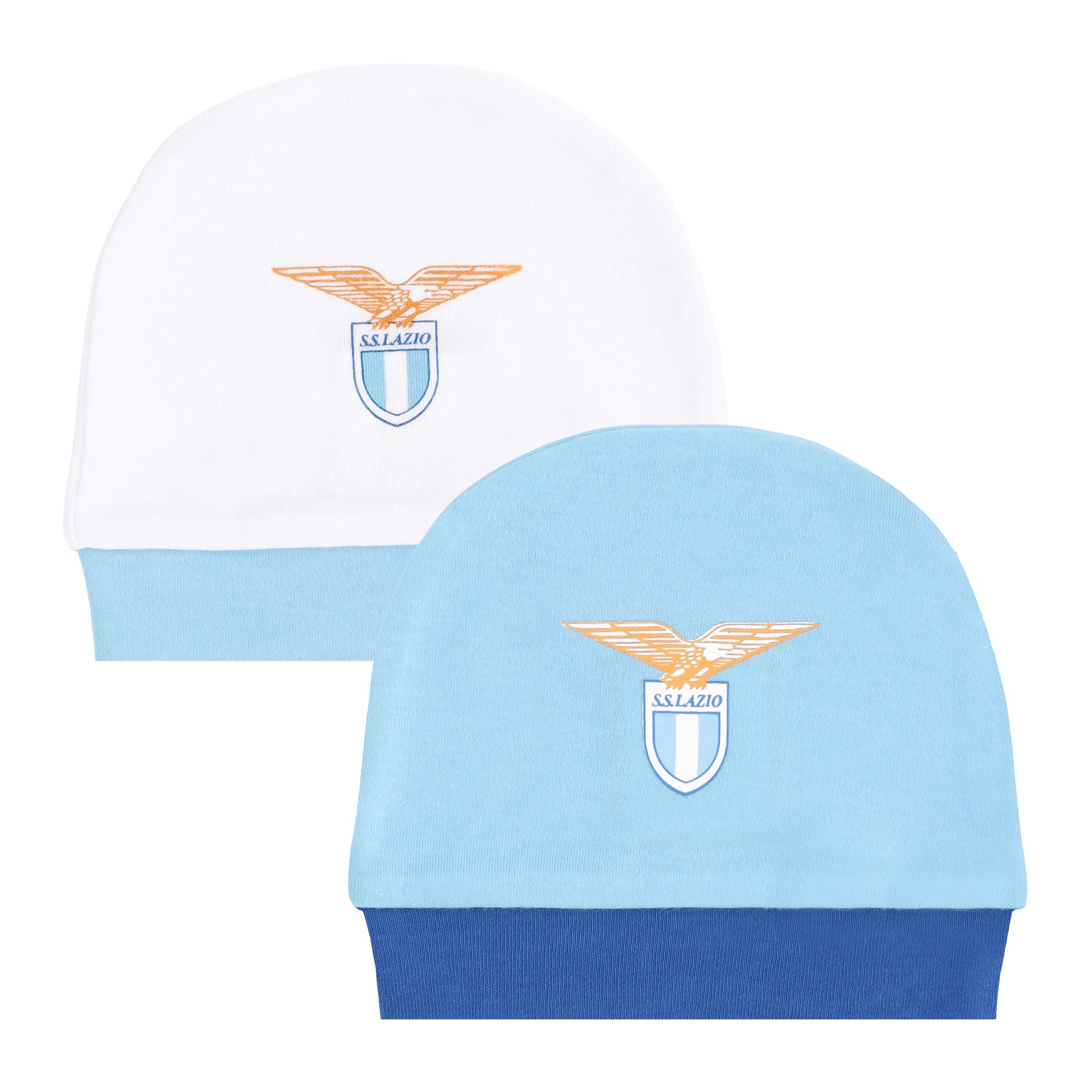 SS Lazio Set 2 Cuffiette Neonato, Berretto Unisex - Bimbi 0-24