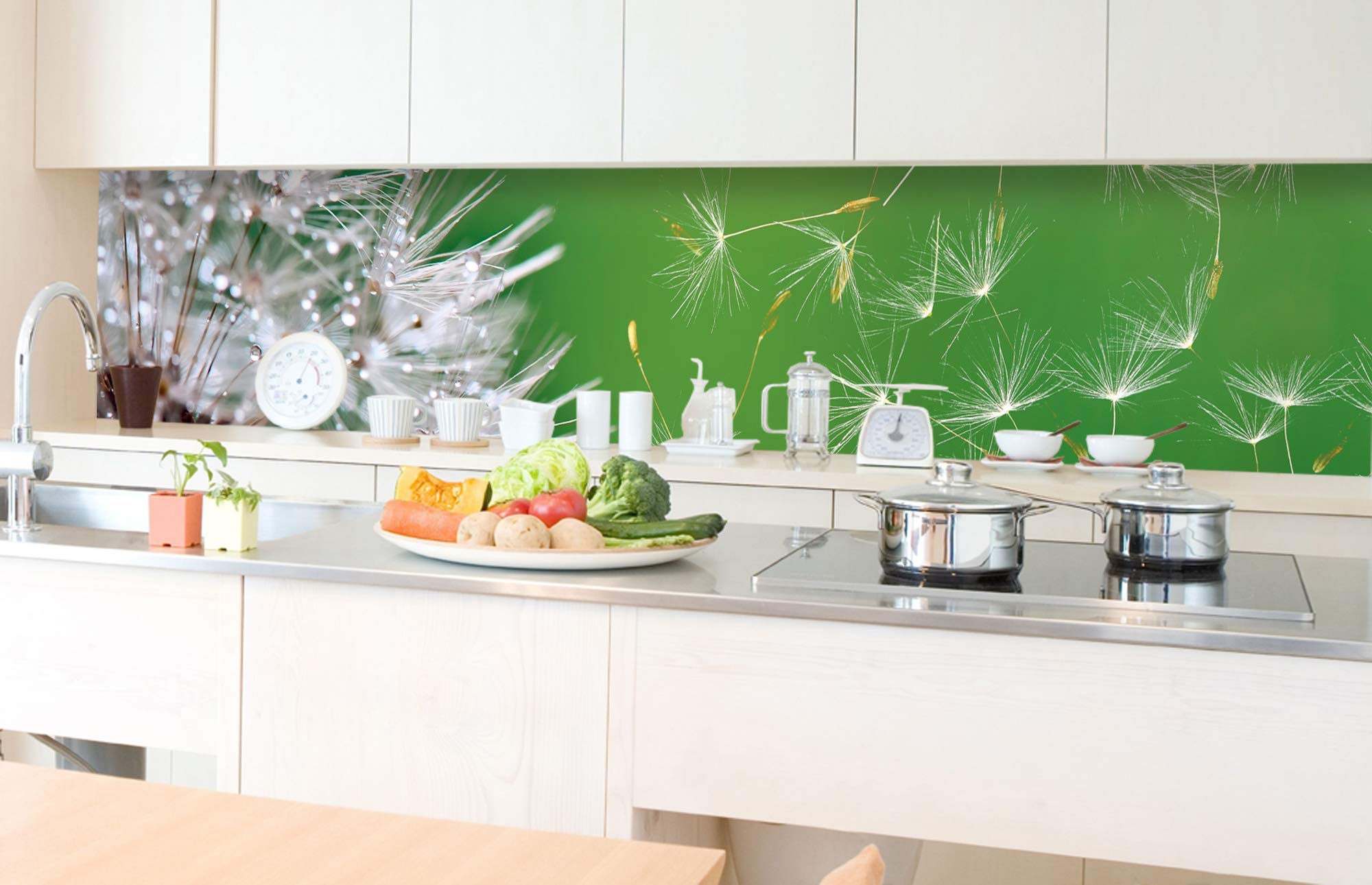 Paraschizzi auto-adesiva per la cucina DENTE DI LEONE 350 x 60 cm | Resistente all’acqua | QUALITA‘ PREMIUM