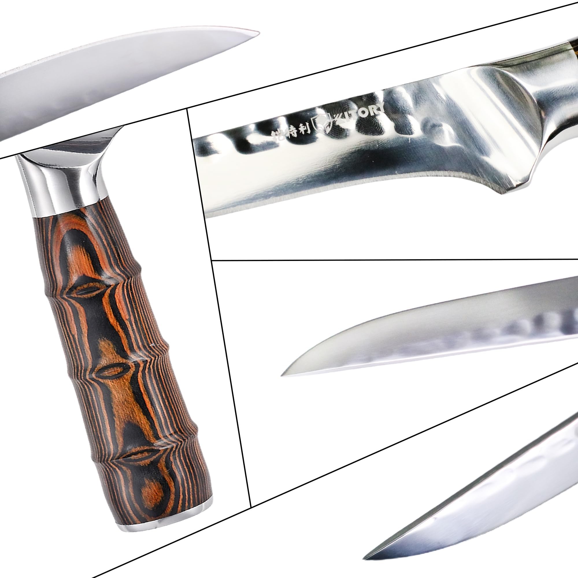 Kitory Cuchillo Fileteador de 15,5 cm – Cuchillo deshuesador profesional de acero inoxidable de alto carbono, extremadamente afilado para pescado y carne, mango ergonómico, en caja de regalo