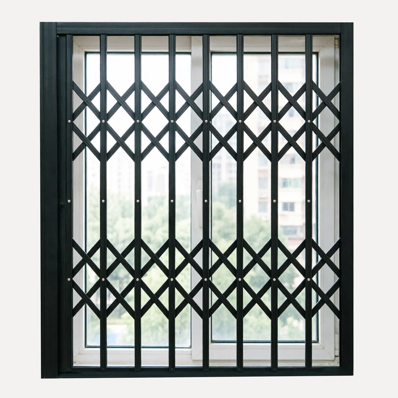 Reja de seguridad para ventana de aluminio con sistema de barrera antirrobo