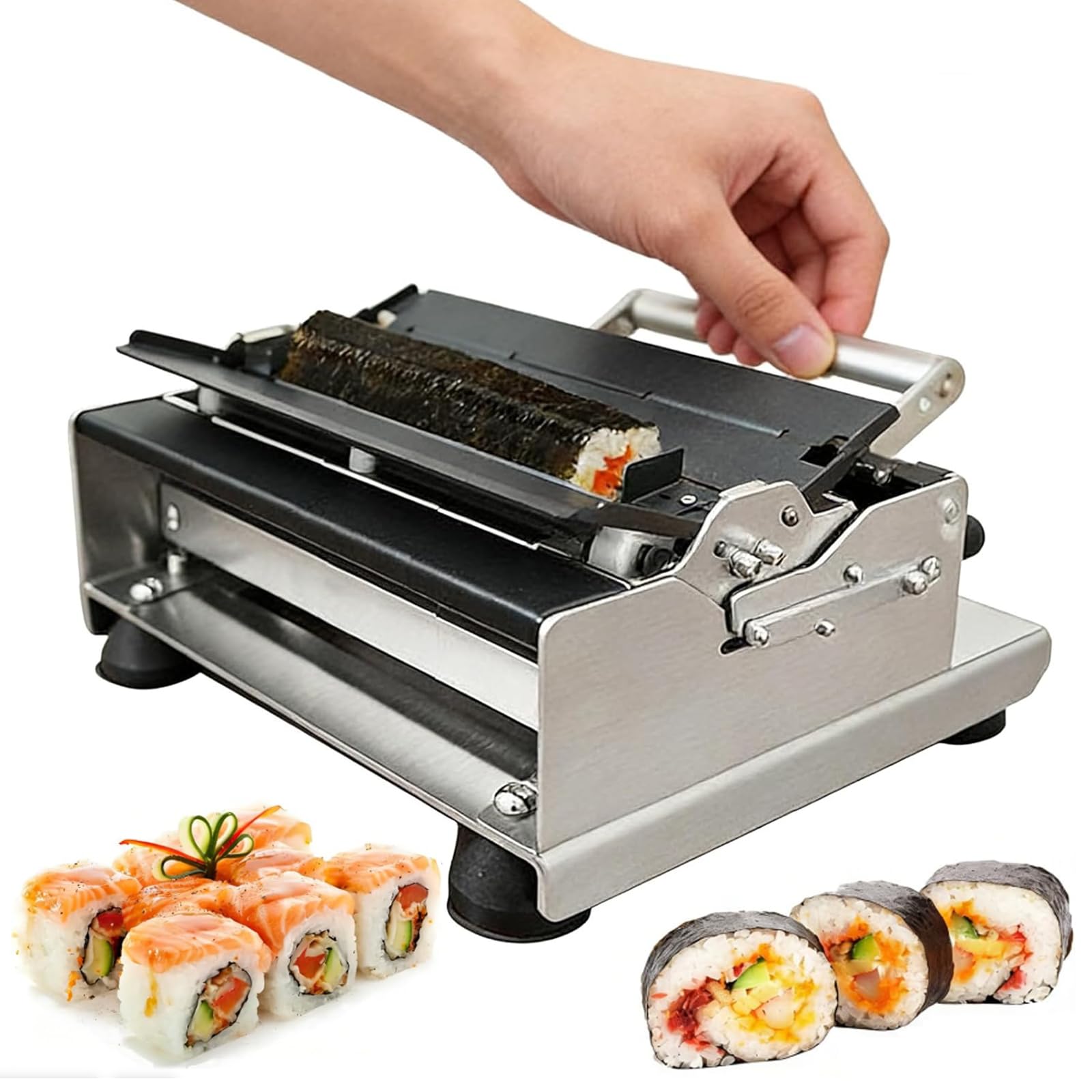 Zestaw wałków do sushi ze stali nierdzewnej, nieprzywierający ryż, wysoka wydajność do szybkich rolek sushi, idealny do restauracji i kuchni na wynos