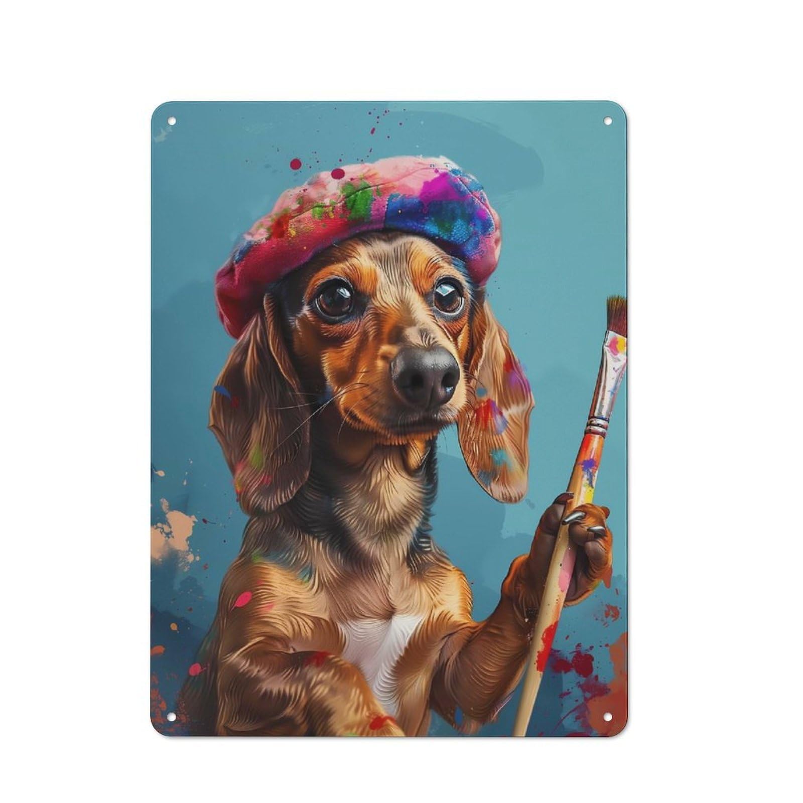Junmoney Artistic Dachshund Metal Wall Sign 40X30cm Featuring For Home Bar Wall, For Themed Interiors In Home Bars And Entertaining Spaces