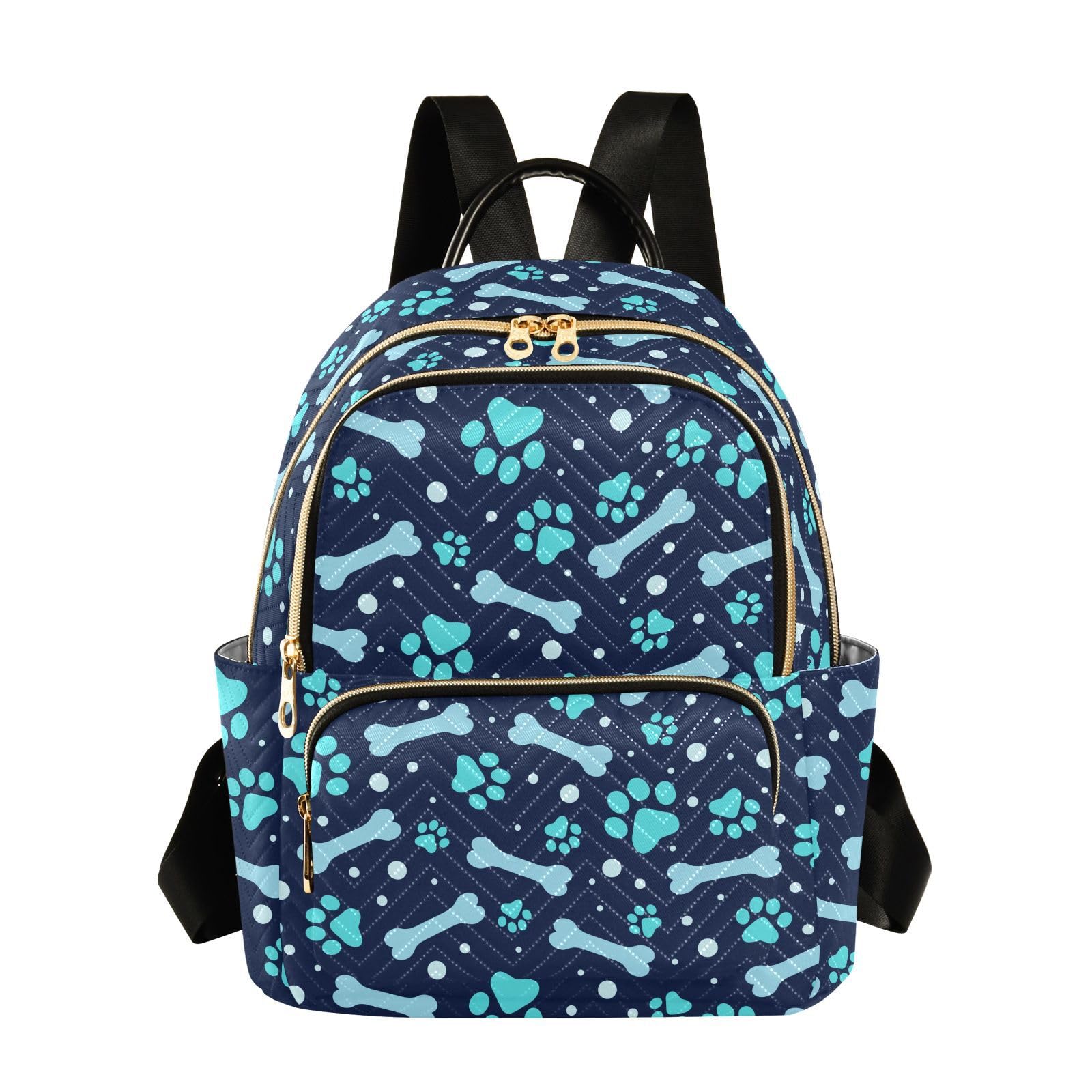 Women Mini Backpack Paw Print and Bone Fashion Purse,S
