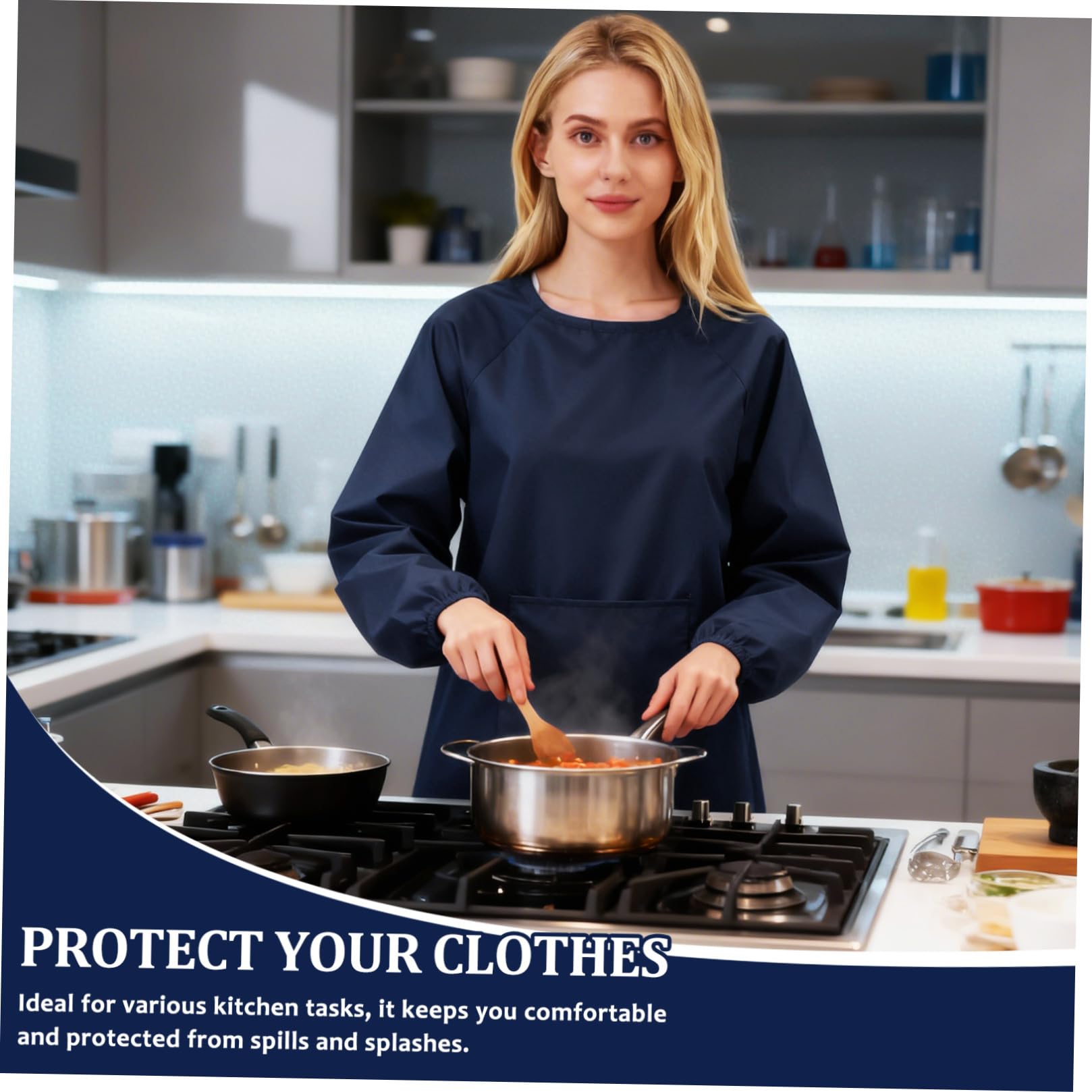 Hemobllo Tablier Homme Imperméable à Manches Longues, Couverture Complète, Tissu Résistant à L’usure, Cuisine et Laboratoire, Protection