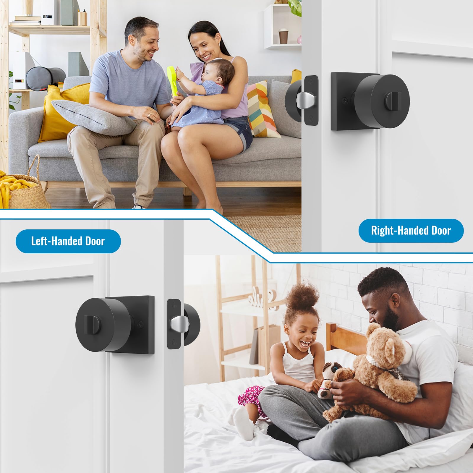 HOSOM Matte Black Door Knobs with Lock & Key -6