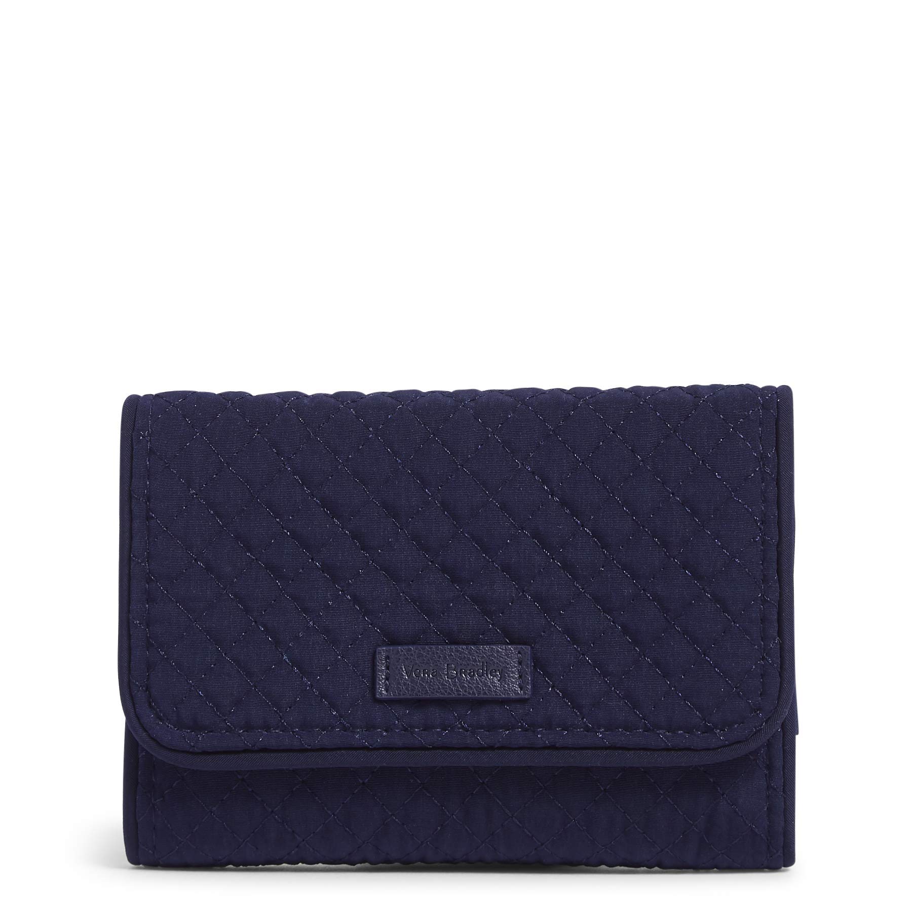 Vera Bradley Women's Protection Microfiber RFID Riley Compact Wallet, Classic Navy, One Size, True Navy, One Size