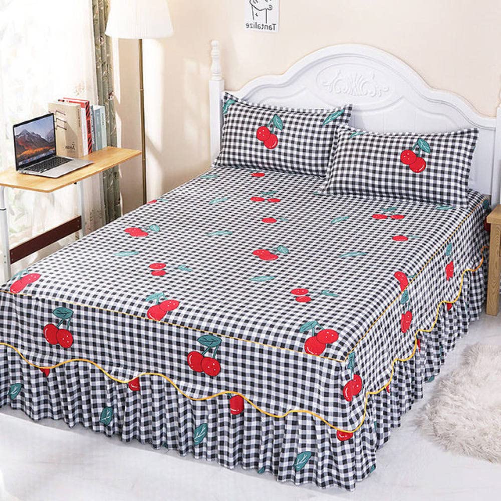 Draps de matelas anti-plis et couvre-lit à jupe pour lit King Queen