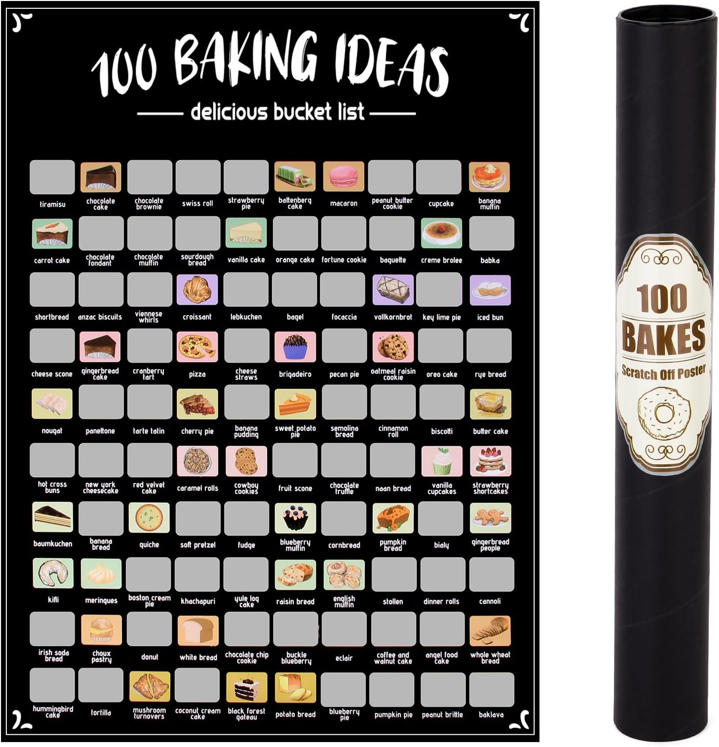 100 Bakes Scratch Off Poster