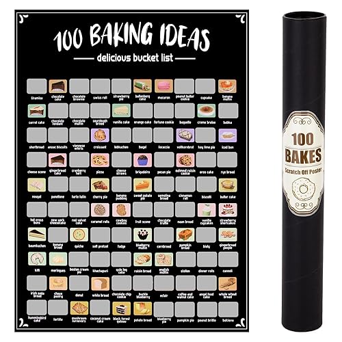 EIHFHIE 100 Bakes Scratch Off Poster, Baking Bucket List Scratch