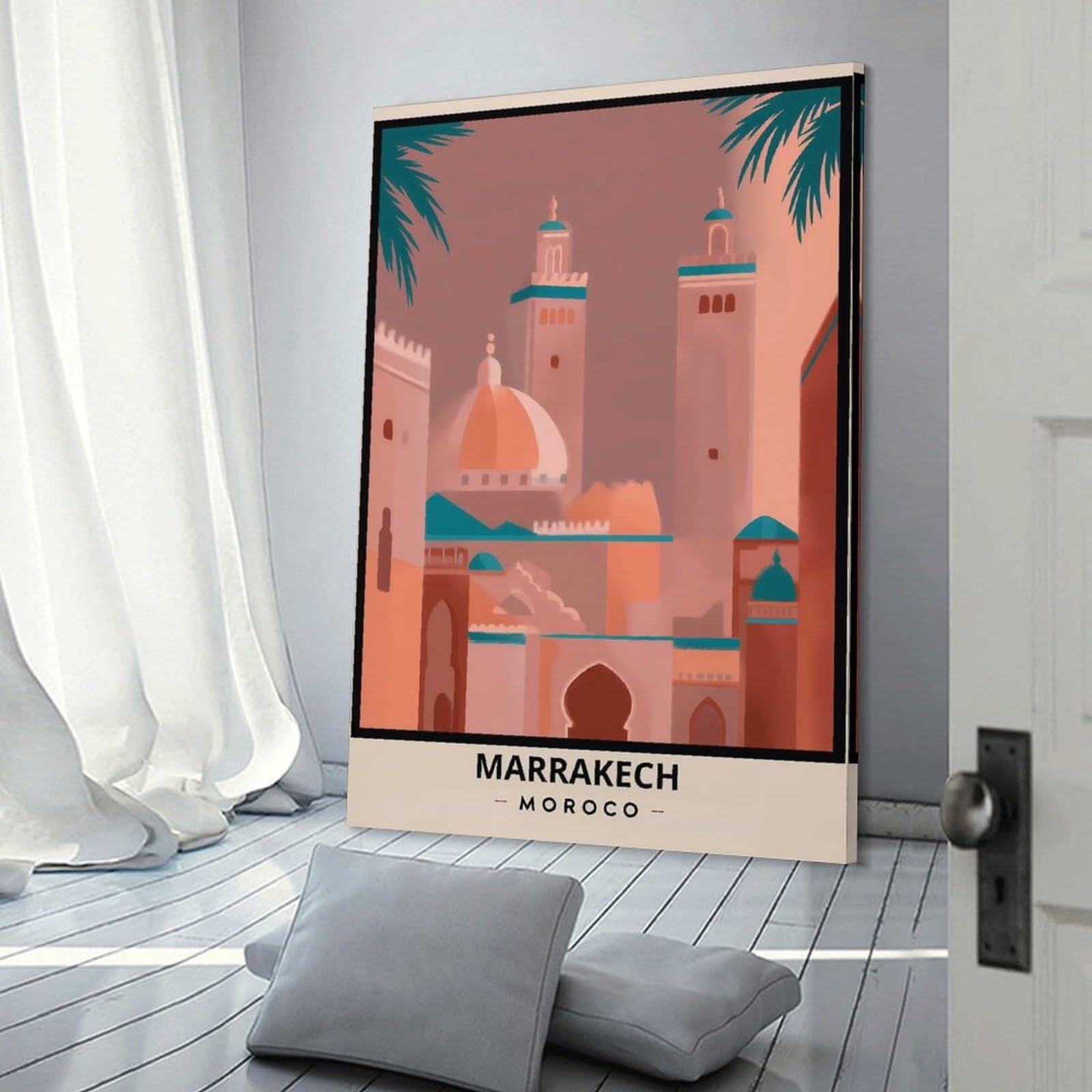 Junmoney Marrakech, Morocco Travel (3) Canvas Wall Decor, 24x36inch(60x90cm), for Lounge Decor, Bedroom Walls Or Flats, Eye Catching Artwork for Blank Walls