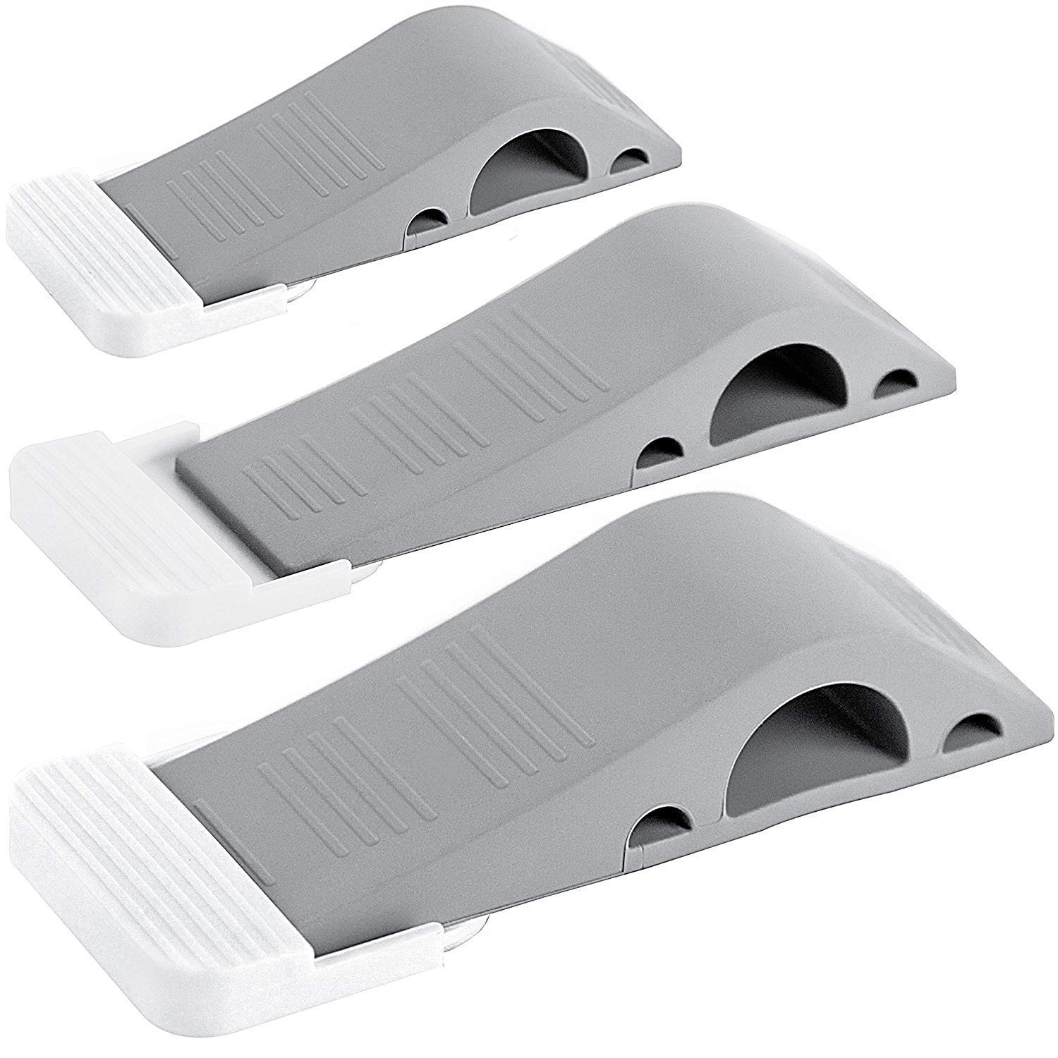 ChenMay Door Stopper Rubber Door Stop Wedge Security Door Stops With Door Holder Rubber Door Stoppers Works On All Floor Types and Carpet Heavy Duty Door Jam (3 Pack light grey)