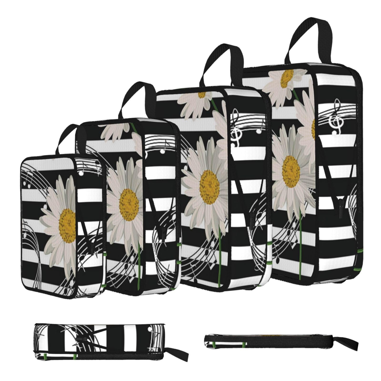 Flower Print 4 Set Compression Packing Cubes For Suitcases,Expandable Storage Bags Organizers