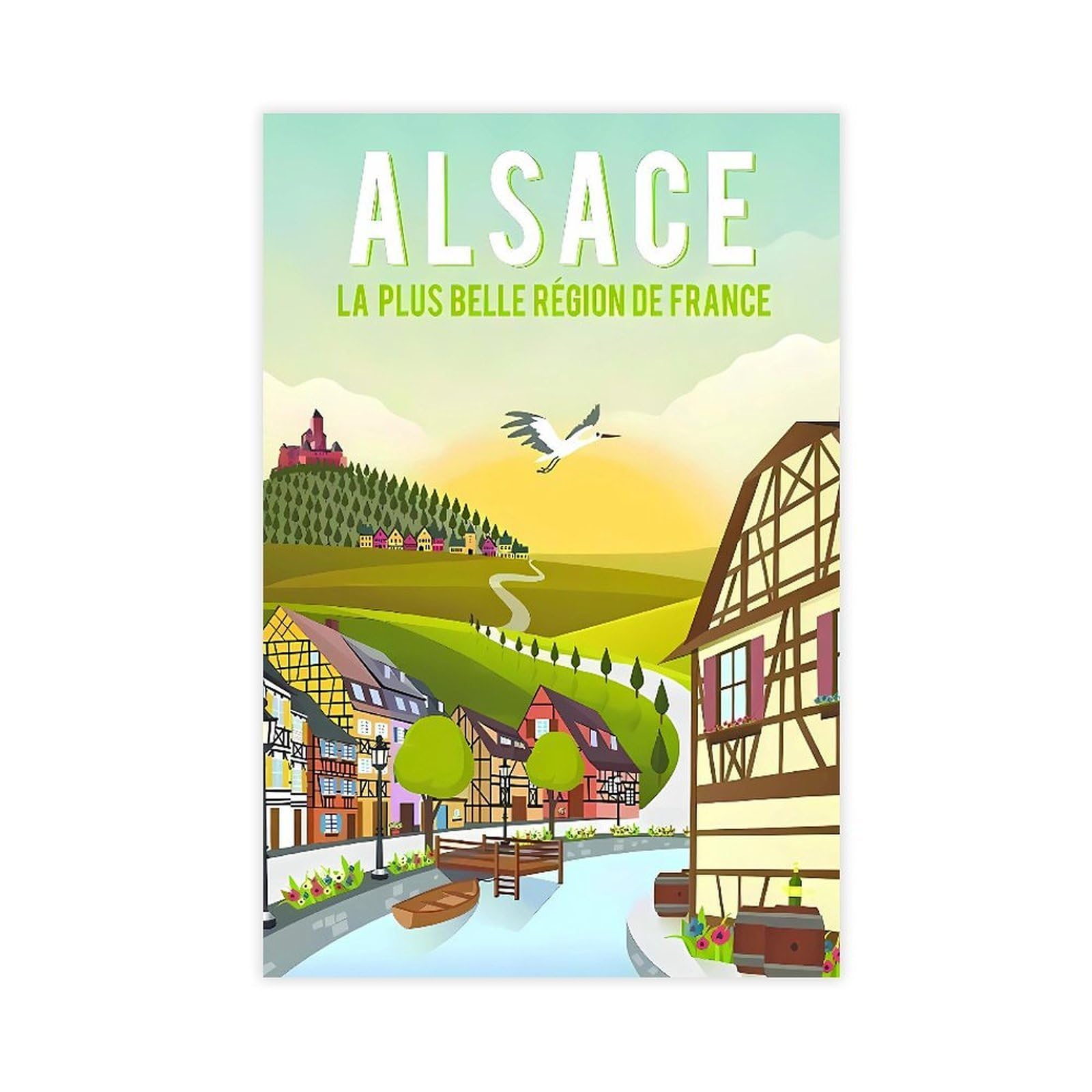 QNVJQKDSI Alsace Travel Vintage Canvas Poster Wall Art Decor Print Picture Paintings for Living Room Bedroom Decoration 20" L X 30" W