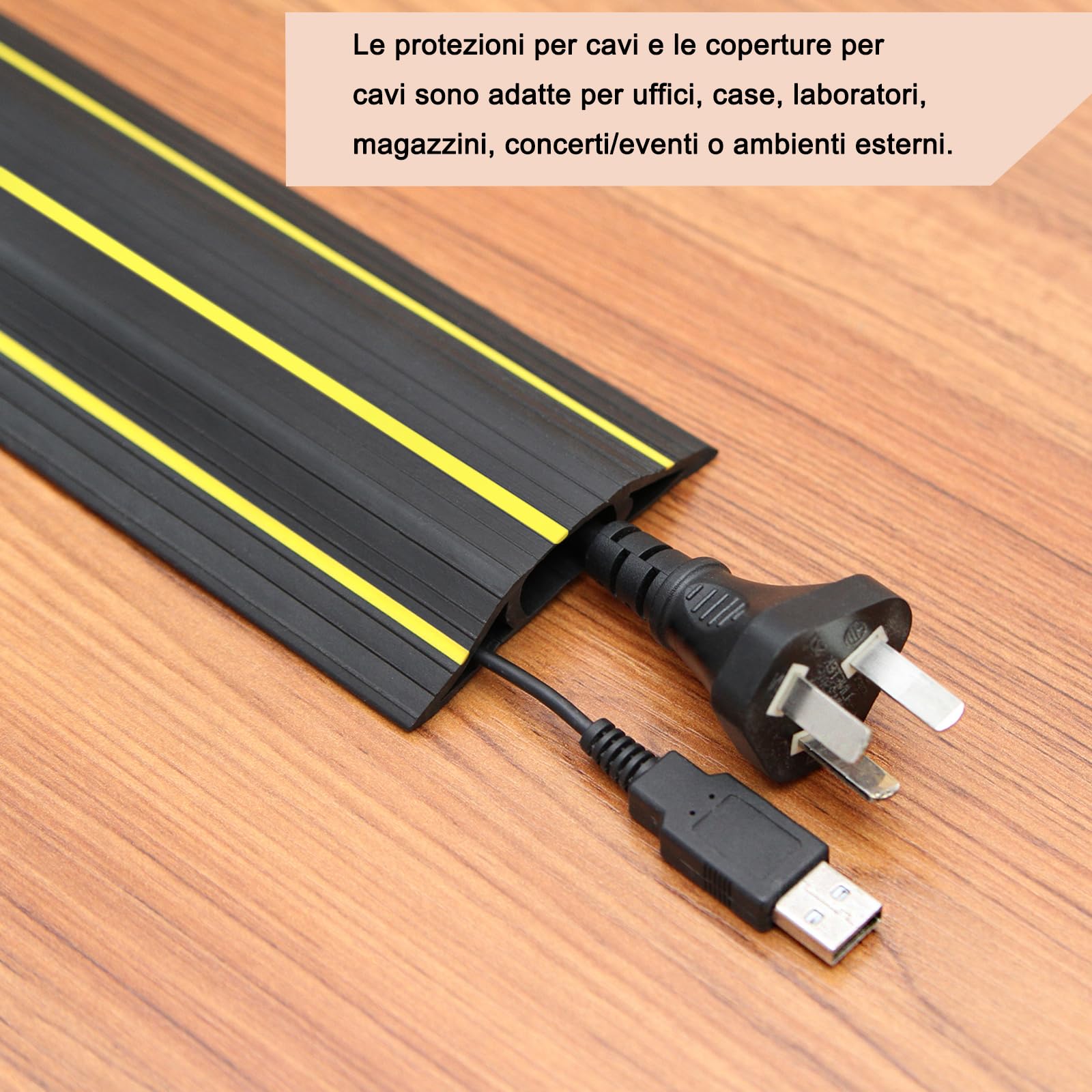 3 metro Copertura Cavi A Pavimento, Protezione per Cavo a Pavimento da 10 Ft 3 Canali Contiene Fili e Cavi