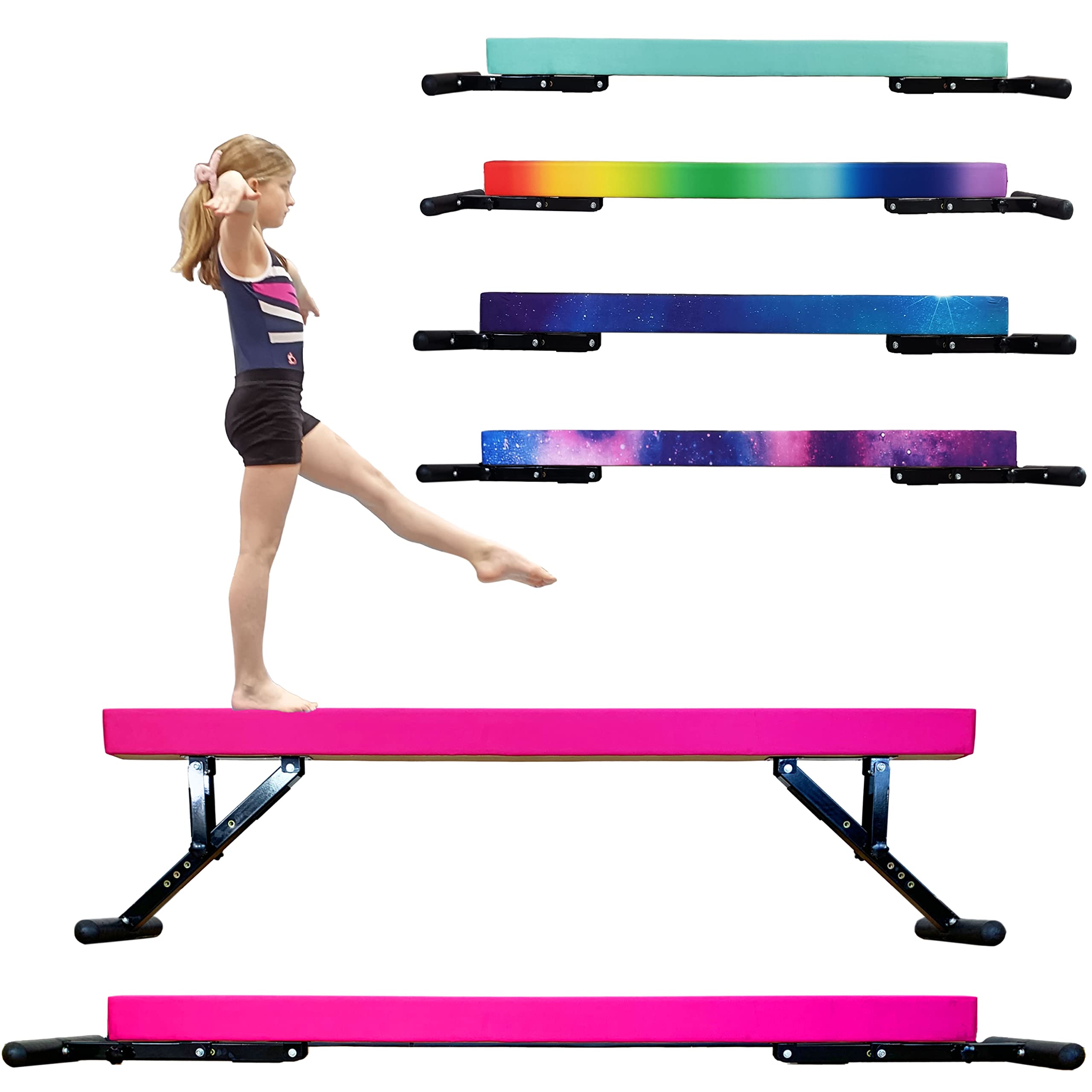 FC FUNCHEER Adjustable balane Beam for Kids 6” Gymnastics Beam high and Low Floor Beam, Anti-Slip Rubber Base,Competition Gymnastic Equipment for Kids traininng at Home