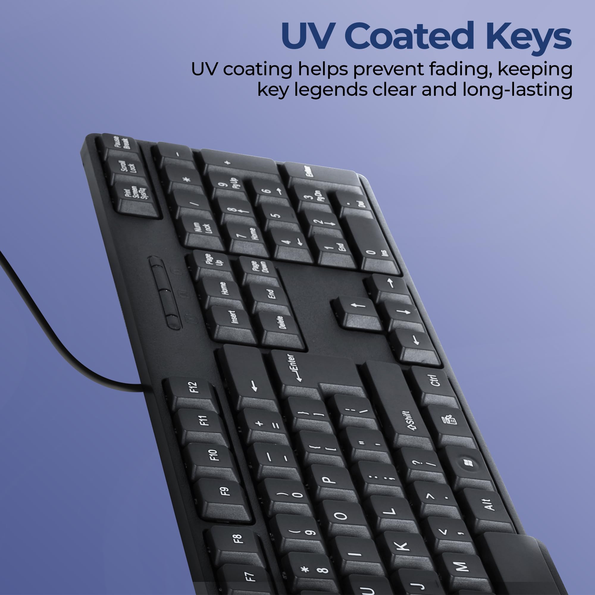 Zebronics Wired Keyboard with 104 Keys, 1.2m Cable, ₹ Key, , UV-Coated Keys, Retractable Stand, USB Nano Receiver, for PC, Laptop(K65, Black) — Amazon image 3
