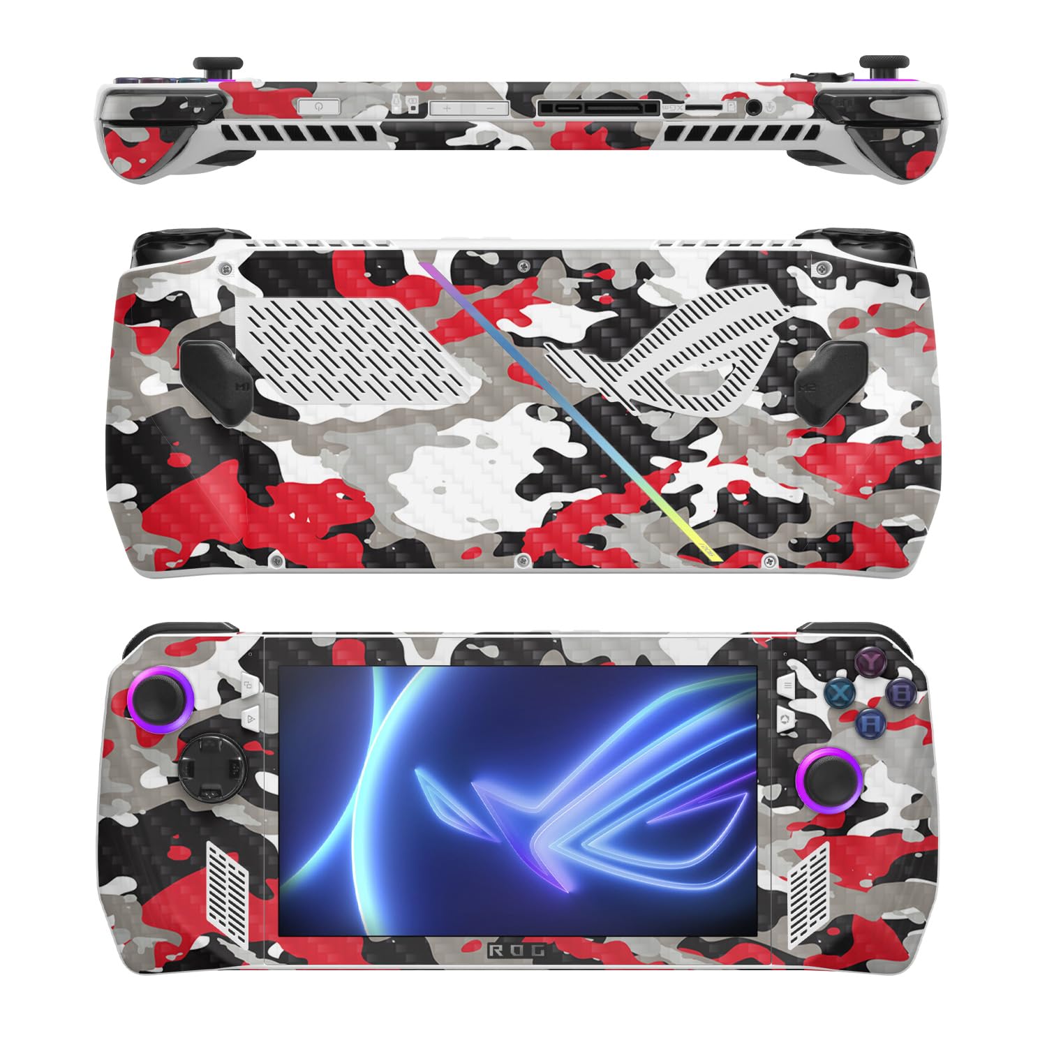 MightySkins Carbon Fiber Skin Compatible with Asus ROG Ally - Red Camo | Protective, Durable Textured Carbon Fiber Finish | Easy to Apply, Remove, and Change Styles