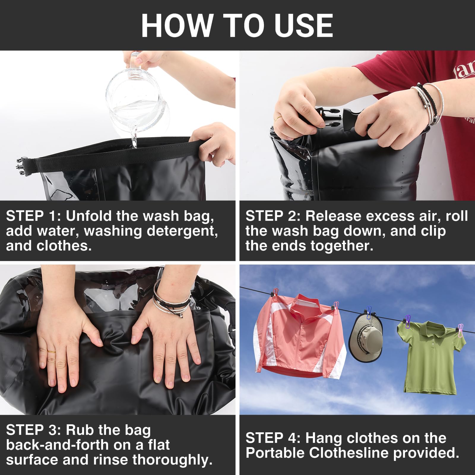 Travel Washing Machine & Retractable Clothesline, Hand Washing Machine & Portable Clothes Washer - Image 4