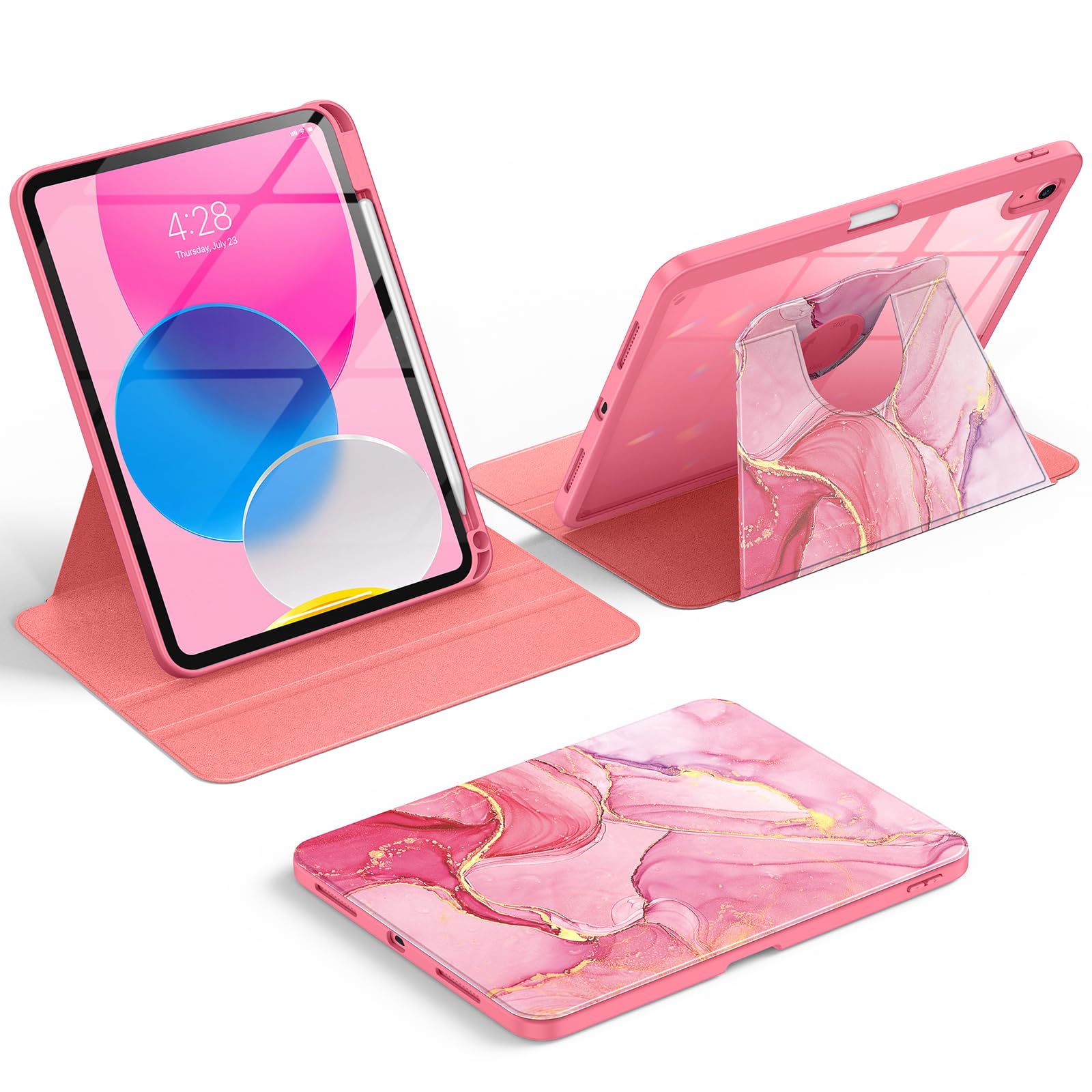 Soke Rotating Case for iPad (A16) 11th Generation 2025, iPad 10th Gen 2022 with Pencil Holder, [Shockproof + Auto Sleep/Wake] 360 Degree Rotation