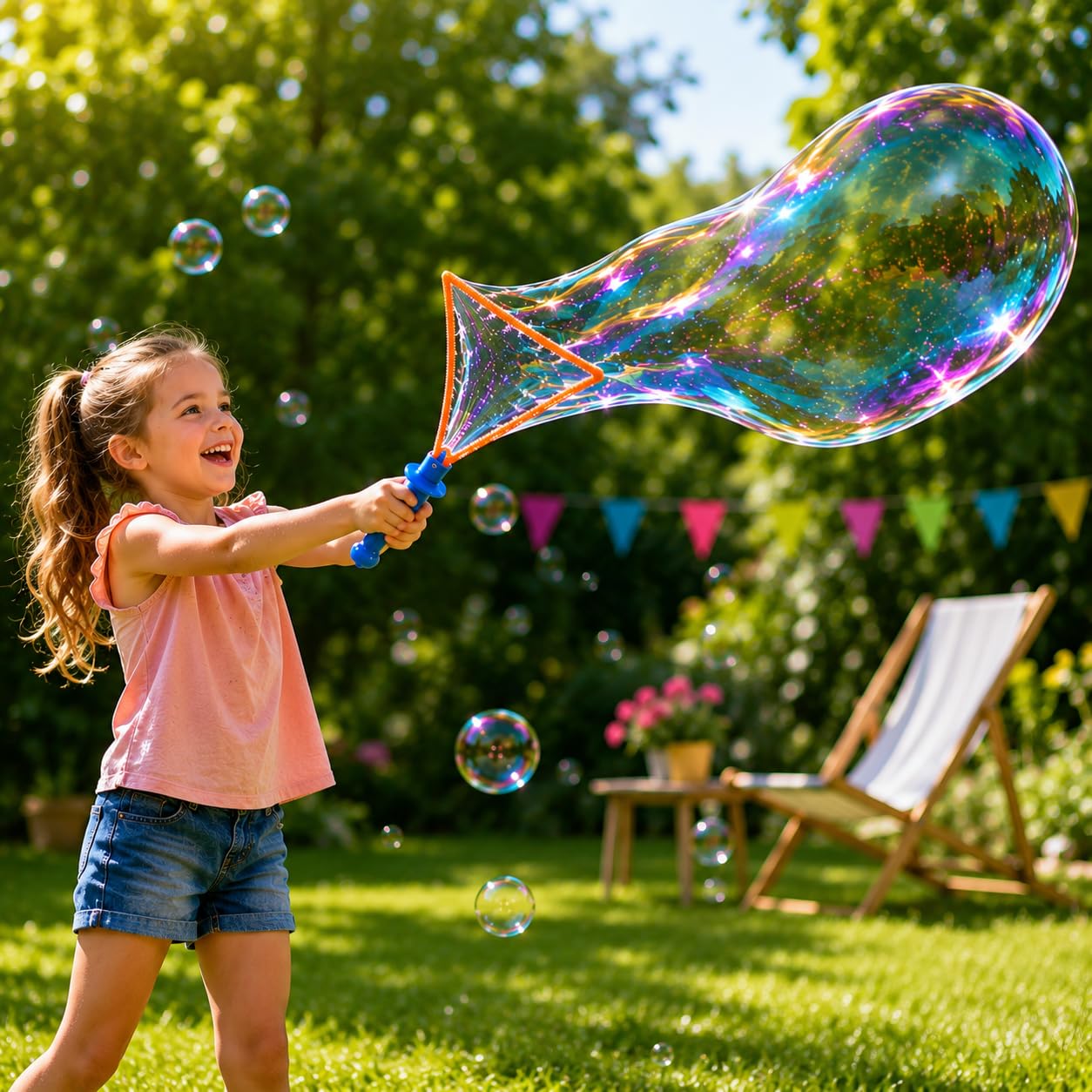 Confezione da 16 bacchette per bolle grandi, 45 cm, con 100 ml di soluzione, 4 colori assortiti per bambini, compleanni e giochi all'aperto