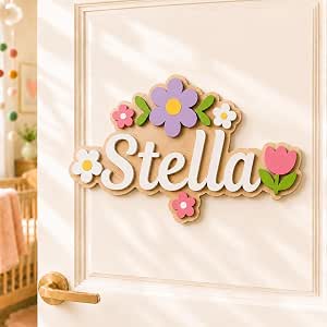 Personalized Name Sign for Nursery, Custom Wooden Kids Room Door Wall Sign