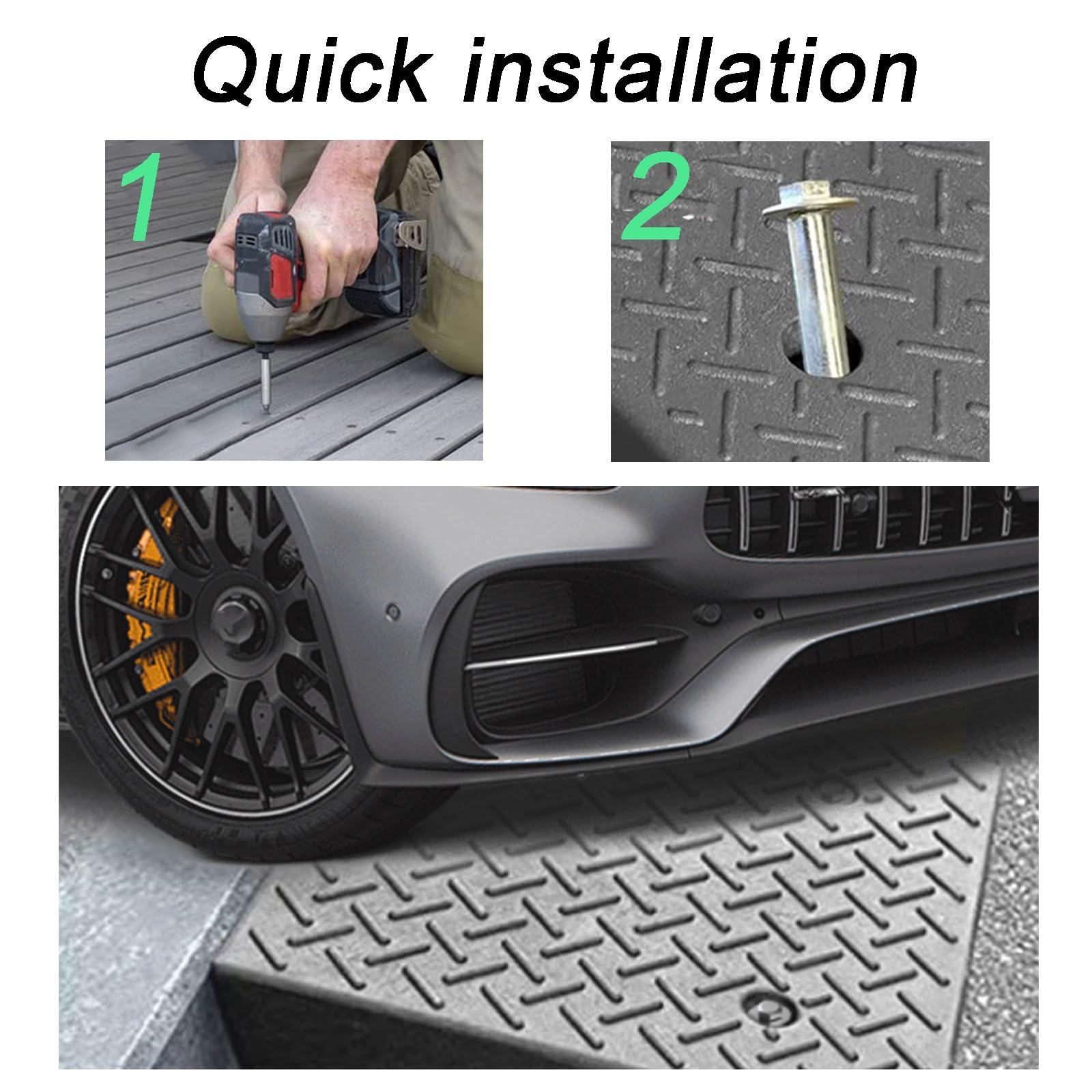 Rampas para Silla de Ruedas Rampas para Coches Rampa para Silla de Ruedas Resistente con Superficie Antideslizante(100 * 25 * 7cm/39 * 10 * 2.8in)