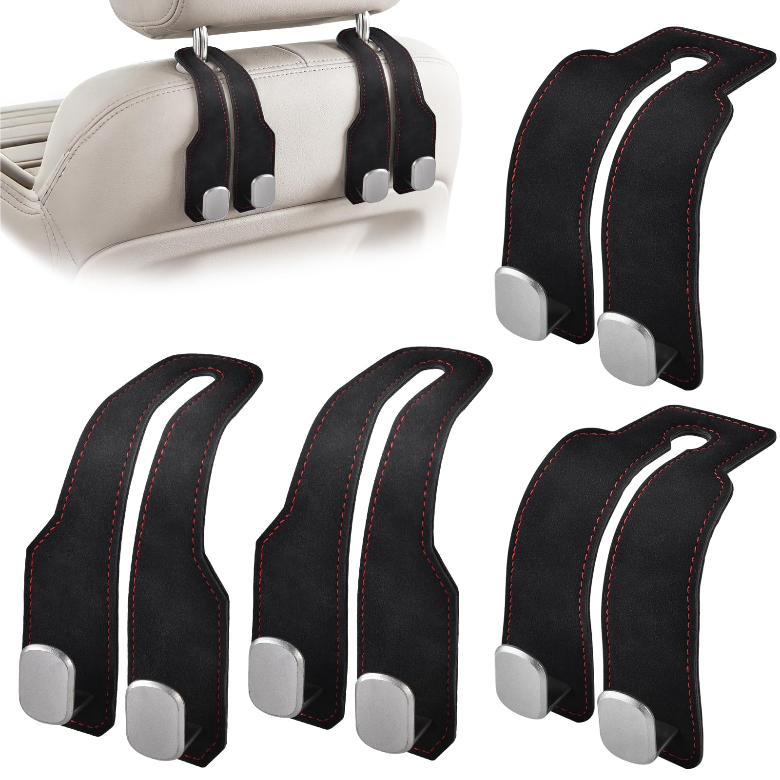 Black Car Headrest Hook Purse Hook for Handbag and Purse Car Seat Back Storage Hooks Thickened Designs 4Pcs