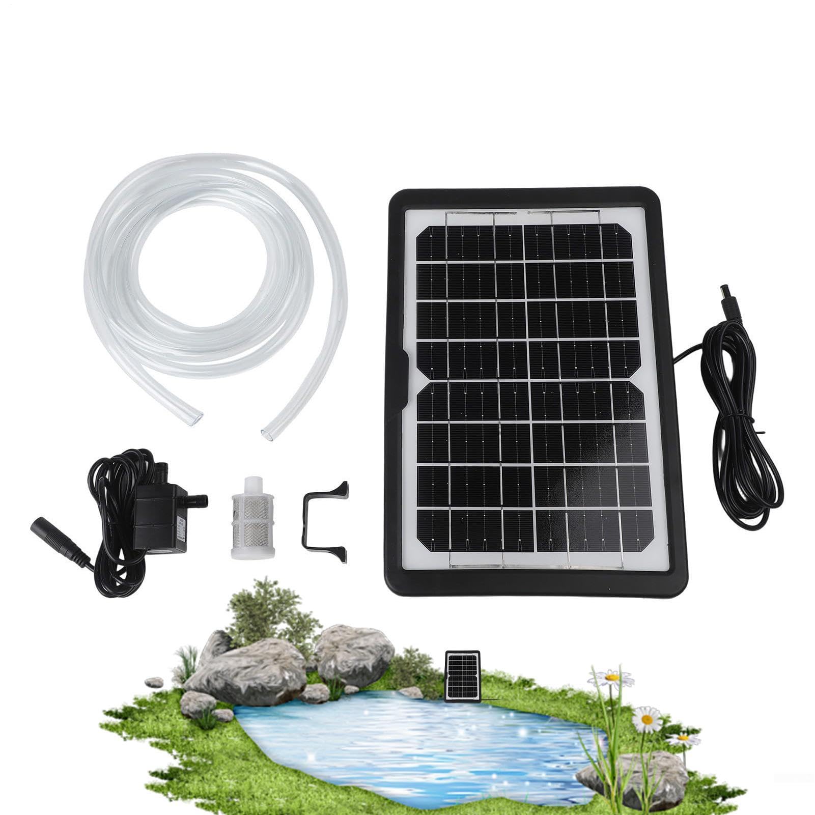 Fontana Solare Per Bagno 6W 9V Silenziosa Decorazione Da Giardino Acquatico | Kit Pompa Solare Ad Acqua Adatto A Acquario Patio Cortile Giardino Lago Stagno Laghetto All'Aperto