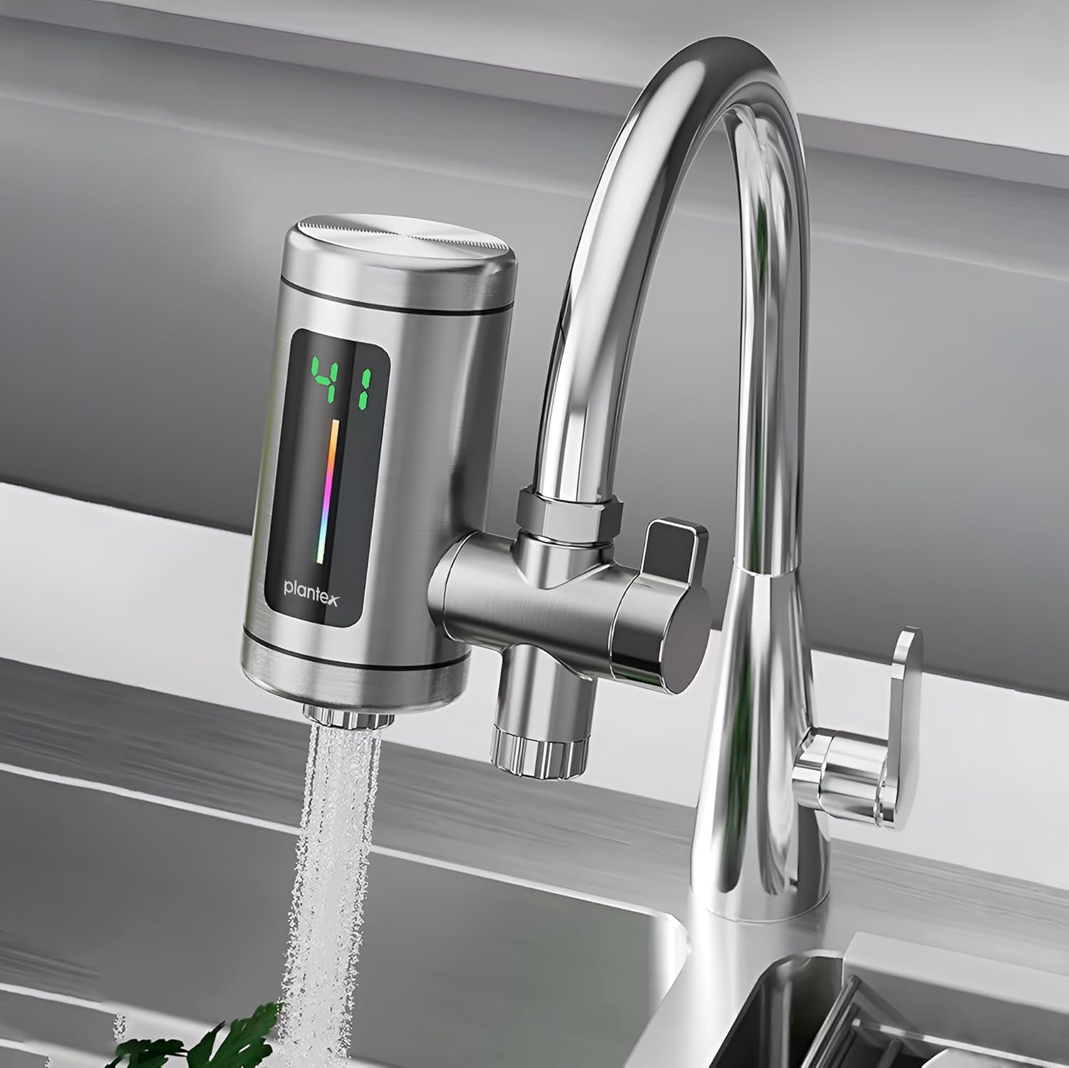 Plantex Tankless Electric Water Heater for Kitchen Sink Tap with LED Temperature Display/304 Stainless Steel 360° Rotatable Basin Tap-(XX-22-MF) Plantex Tankless Electric Water Heater for Kitchen Sink Tap with LED Temperature Display/304 Stainless Steel 360° Rotatable Basin Tap-(XX-22-MF)