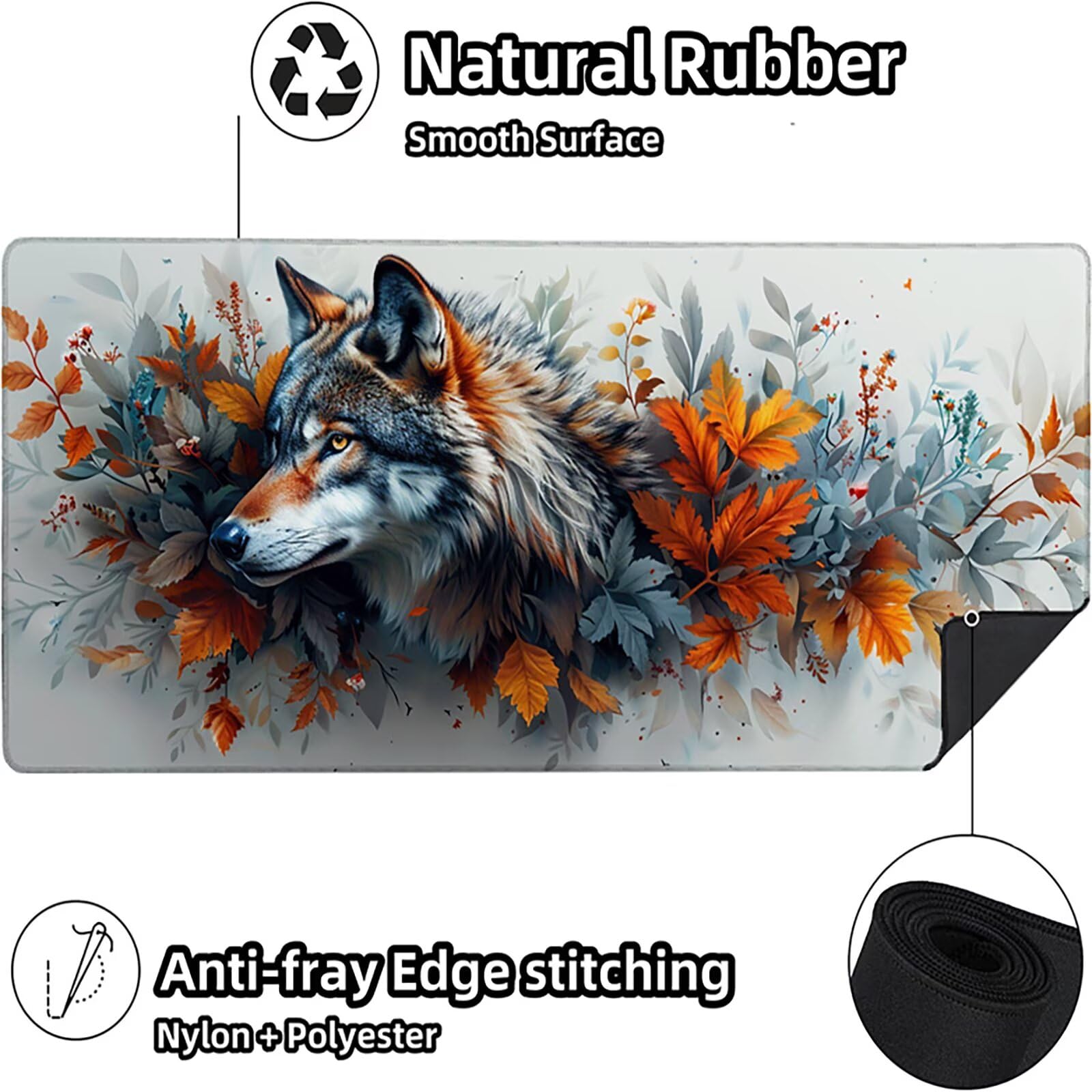 Lobo Alfombrilla Ratón Gaming XXL 1500x800mm, Alfombrilla Gaming Amarillo Mousepad con Base de Goma Antideslizante, Impermeable Desk Mat para Teclado y Raton, Accesorios Gaming, Regalos de Hombre 9-6